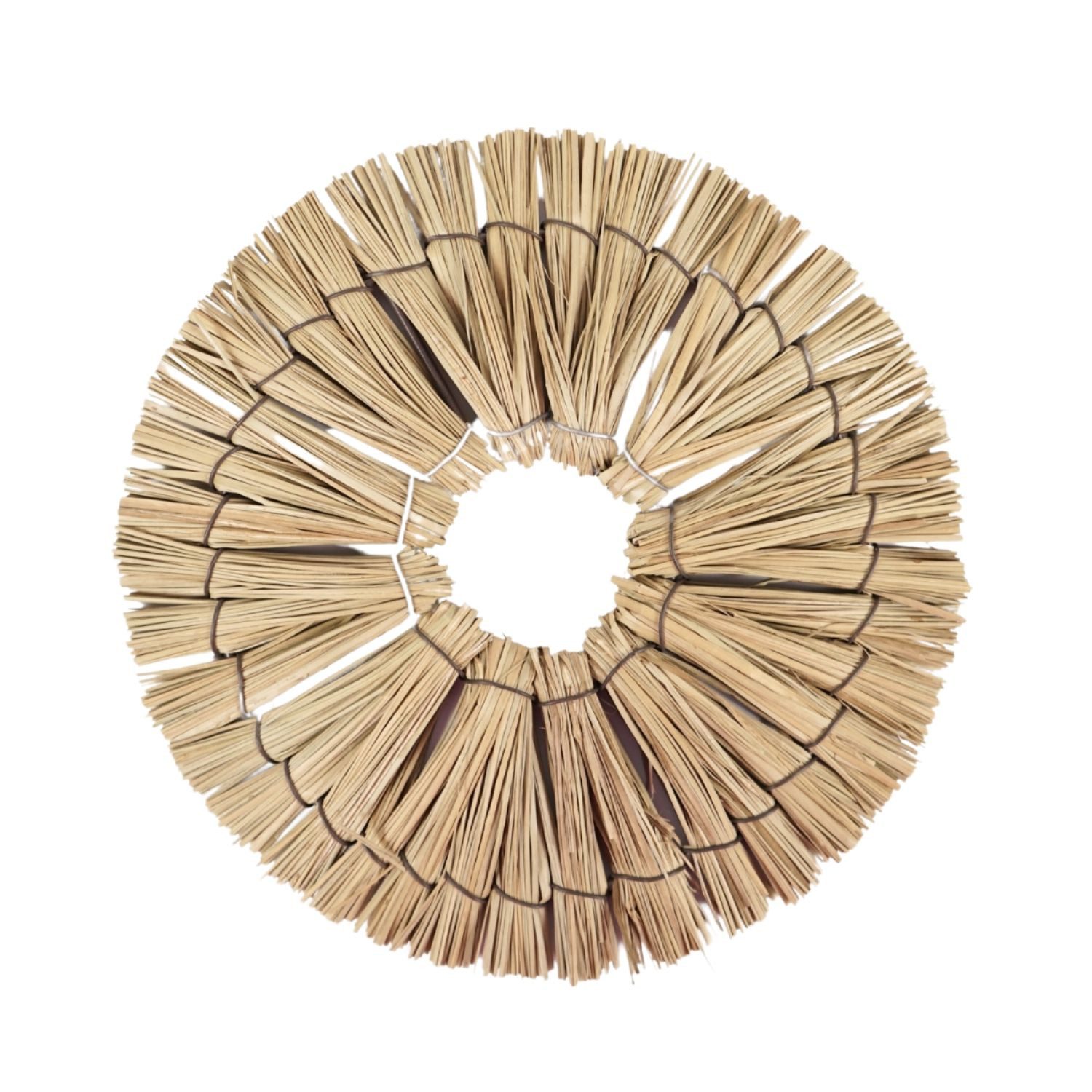 Wanddekoobjekt Adorno de pared boho de ratán redondo, Adorno de pared natural, 22 cm