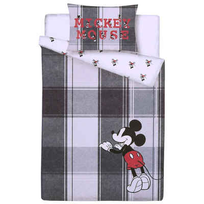 Bettbezug Schwarz-graue zweiseitige Bettwäsche aus Baumwolle 135x200 Mickey Maus, Sarcia.eu