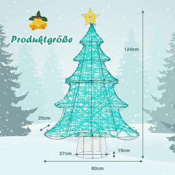 KOMFOTTEU Künstlicher Weihnachtsbaum LED, mit Spitzenstern & 520 warmweißen Lichtern, 122 cm