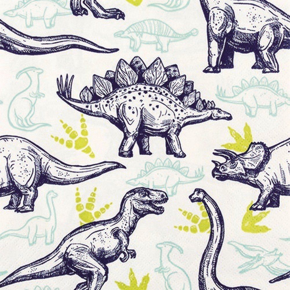HOME FASHION Papierserviette 20 Servietten Dinosaurs - Dinosaurier 33x33cm, (20 St)