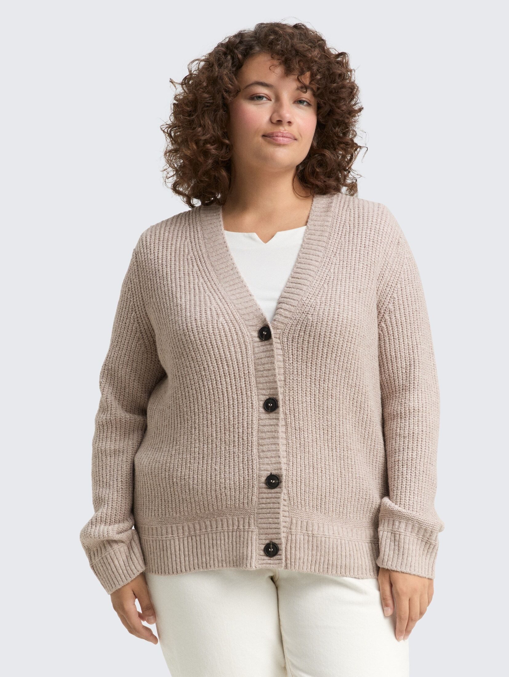 TOM TAILOR PLUS Cardigan Pullover & Strickjacken Plus Size - Ripp Cardigan mit V-Ausschnitt