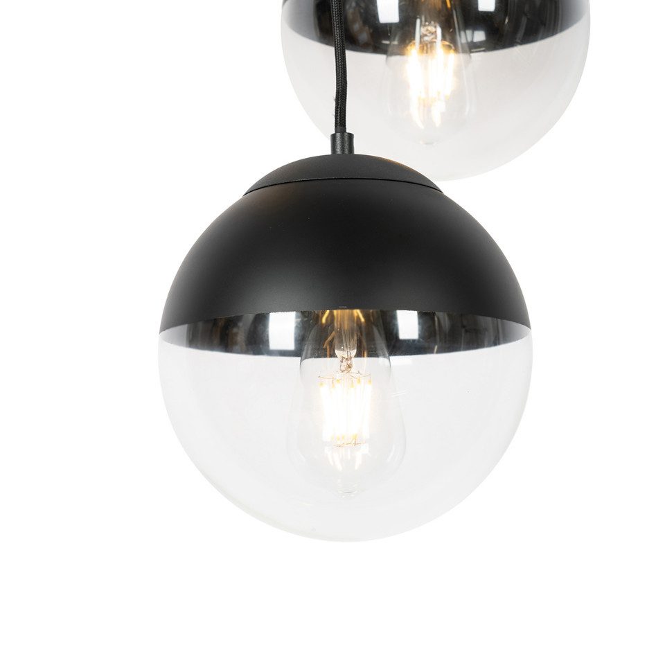Qazqa Pendelleuchte Eclipse, ohne Leuchtmittel, Warmweiß, QAZQA Hängeleuchte, e27, Schwarz, Glas, Retro