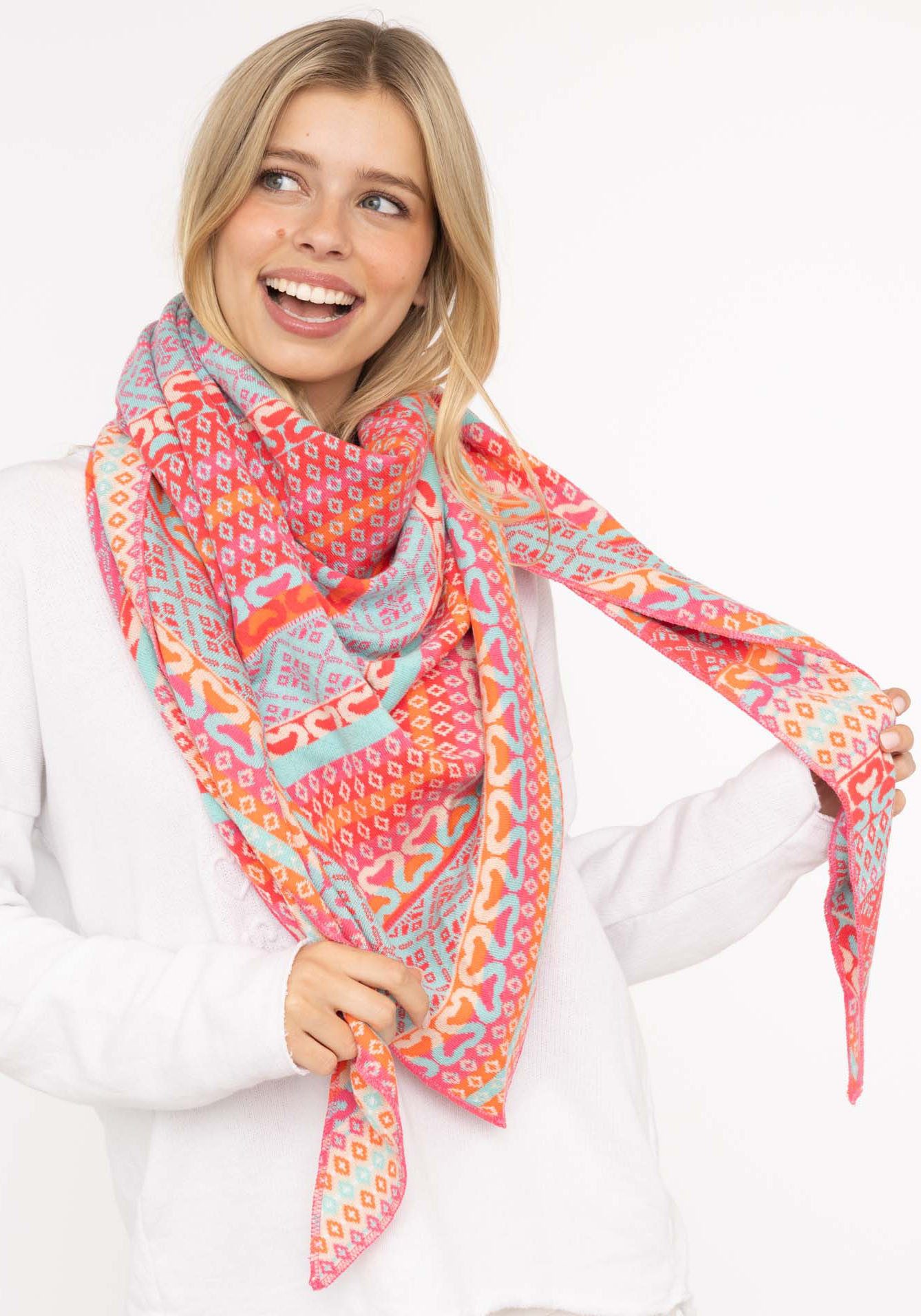 Zwillingsherz Dreieckstuch "Maralda", Feinstrick, Mustermix, umsäumte Kante günstig online kaufen