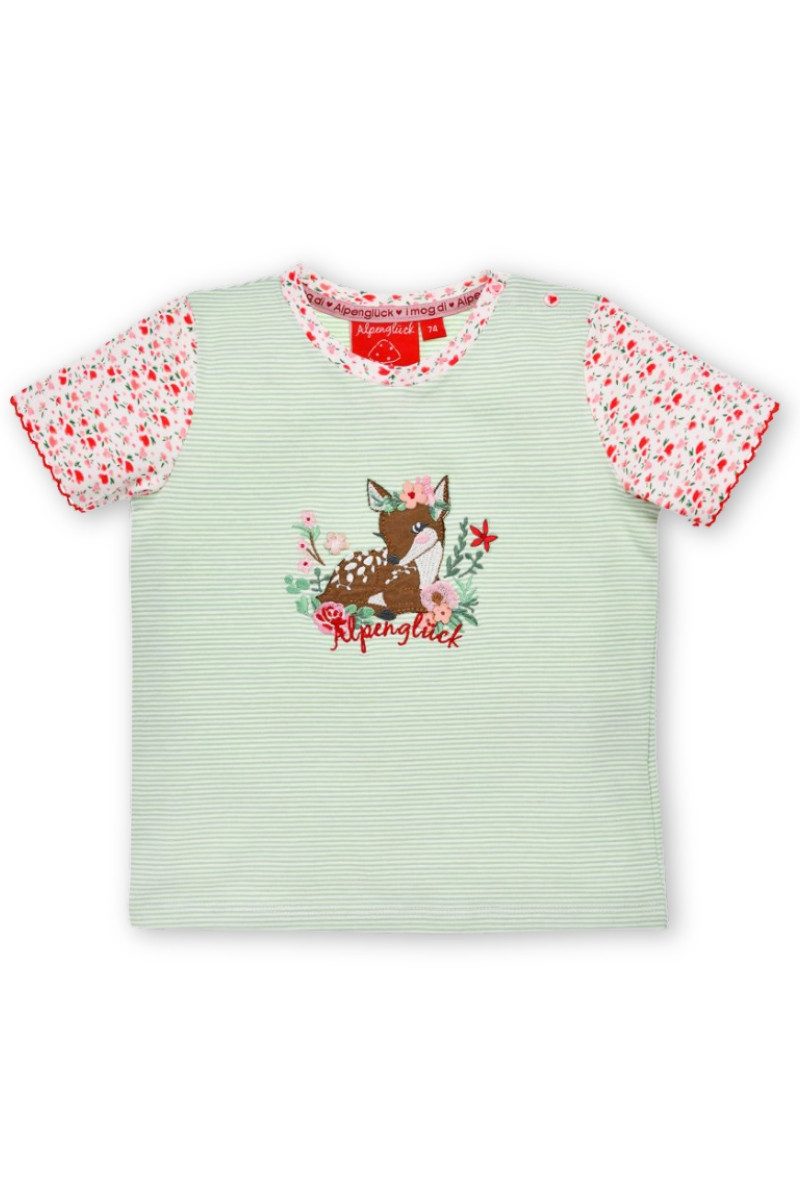 BONDI Trachtenbluse Trachtenshirt Baby/Kind - BAMBI - grün/weiß