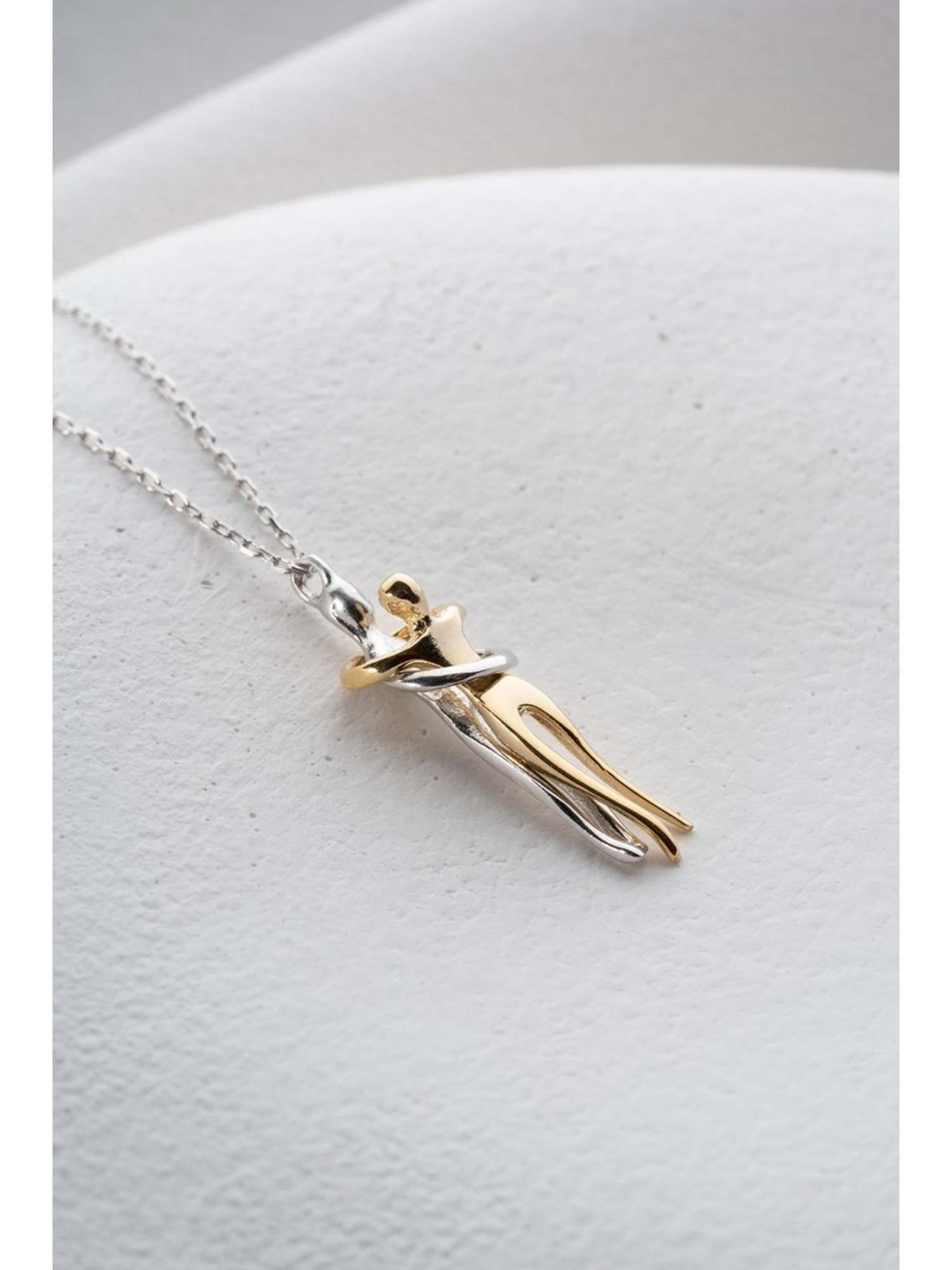 Nisan Kette und Anhänger Set, 925er Silber Halskette mit Umarmendem Liebesp günstig online kaufen