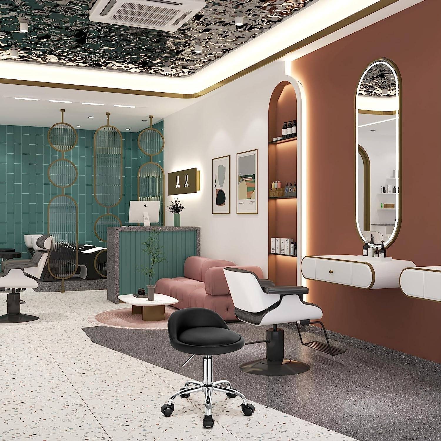 Woltu Bürostuhl, mit Rollen Drehhocker höhenverstellbar Sitzhöhe 43-54,5 cm günstig online kaufen