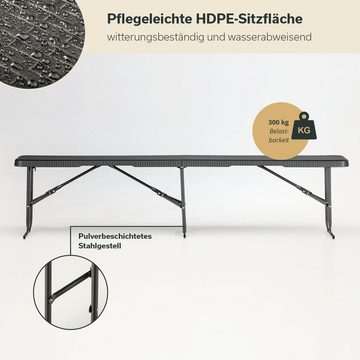 Skandika Gartenbank Klappbank Masi (schwarz) 2er-Set, recyceltes HDPE-Material, klappbar, wetterfest, 180 cm