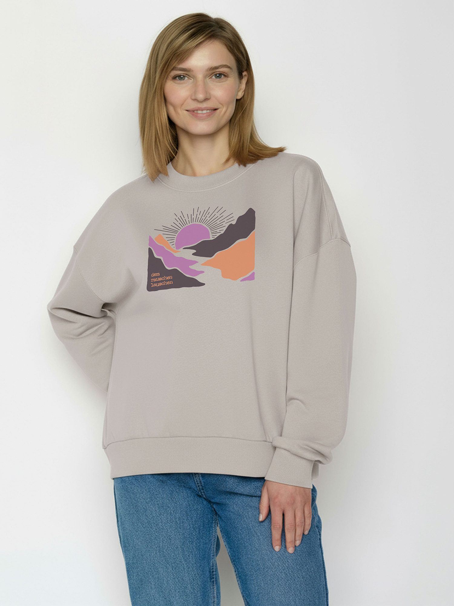 GreenBomb Sweatshirt Core River Sundown (1) 100% Organic Cotton, GOTS, weit geschnitten, Rundhals