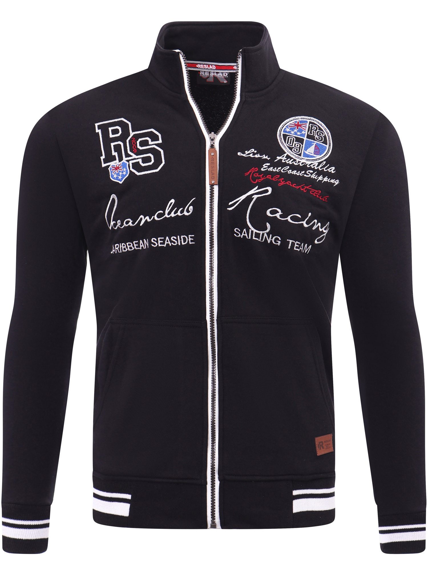 Reslad Sweatjacke Reslad Sweatjacke Herren Stehkragen Stickerei RS-1290 (1-tlg) bestickter Pullover Reißverschluss Sweater Hoodie Pulli Sweatshirt