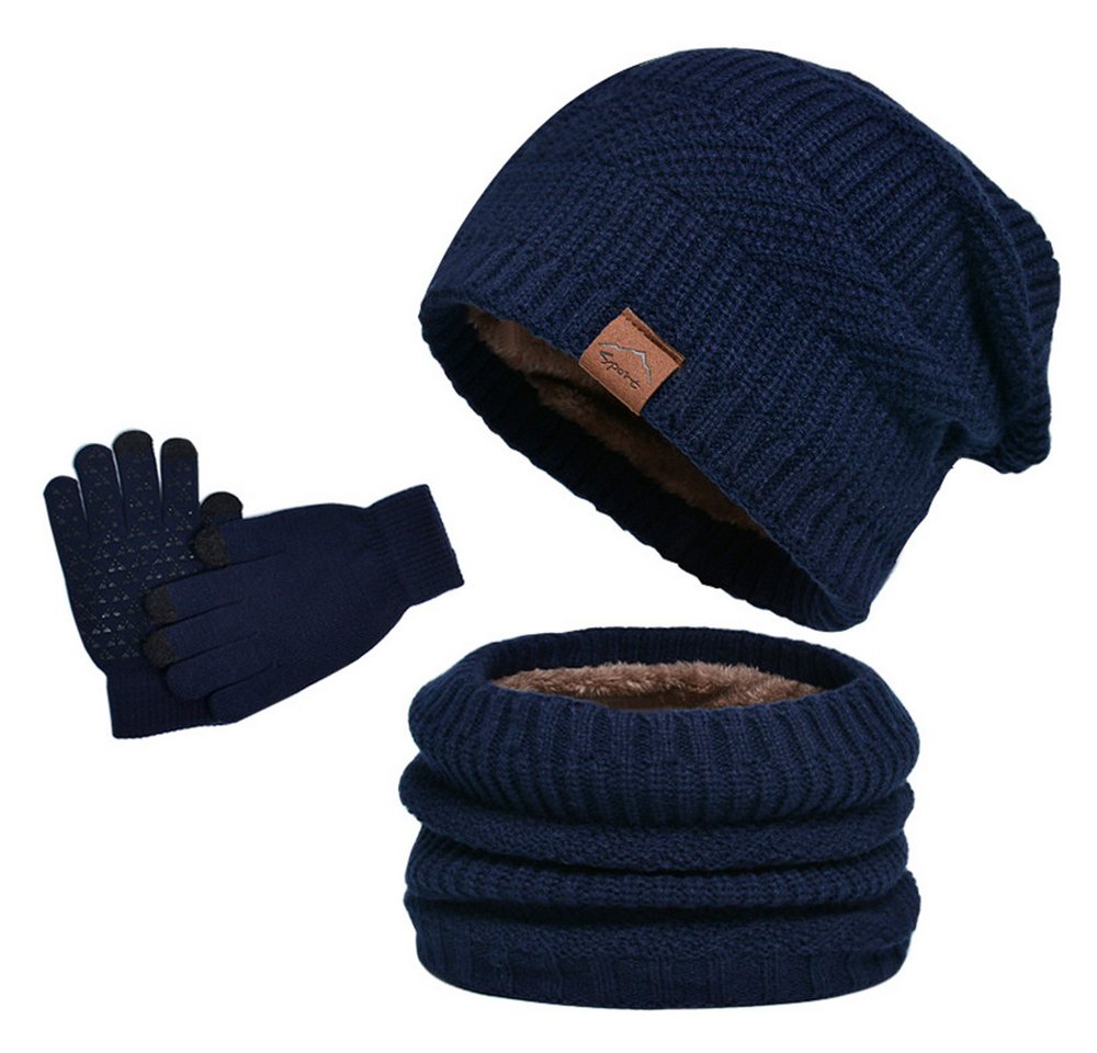 Coonoor Mütze & Schal 3 Stück Mütze, Schal & Handschuh-Sets für Herren Damen (Strick Gefüttert Beanie Mütze Touchscreen Handschuhe Schal Wärmer) für Kaltes Wetter 3-in-1 Set für den Winter