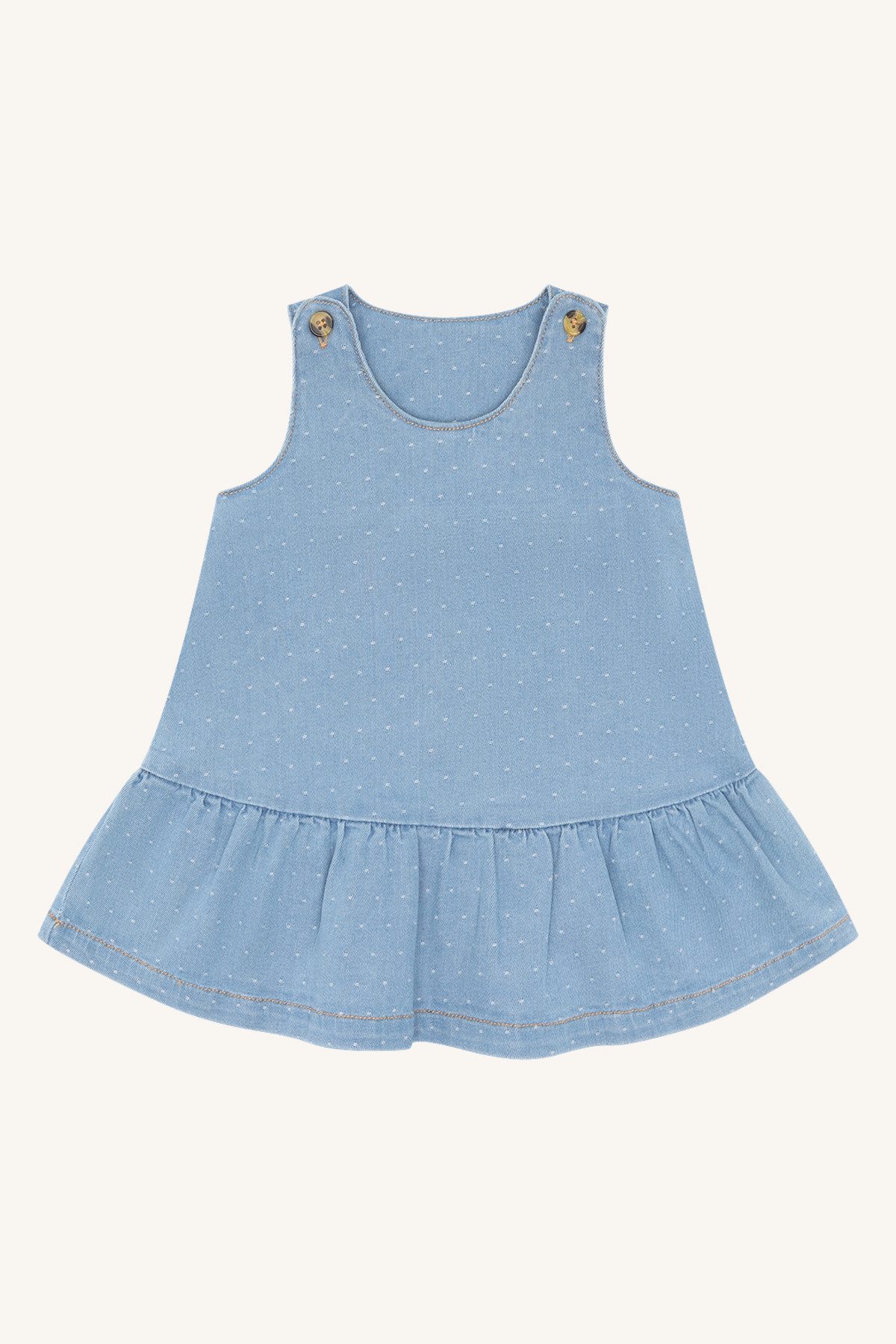 Hust & Claire Jeanskleid Baby Jeanskleid ärmellos mit Pünktchenmuster, Baumwollstretch