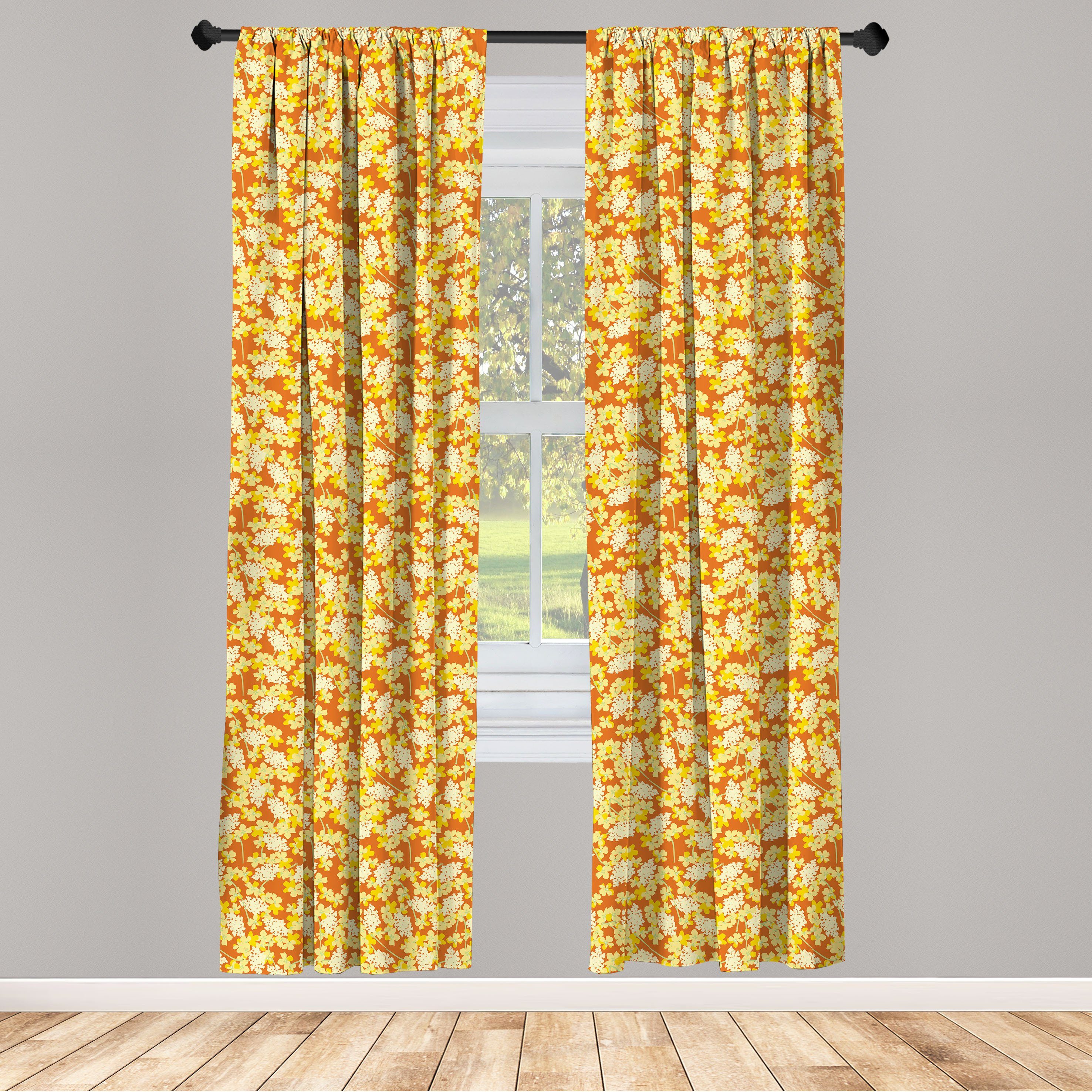 Gardine Vorhang für Wohnzimmer Schlafzimmer Dekor, Abakuhaus, Microfaser, Blumen Vintage Sommerlich warme Töne