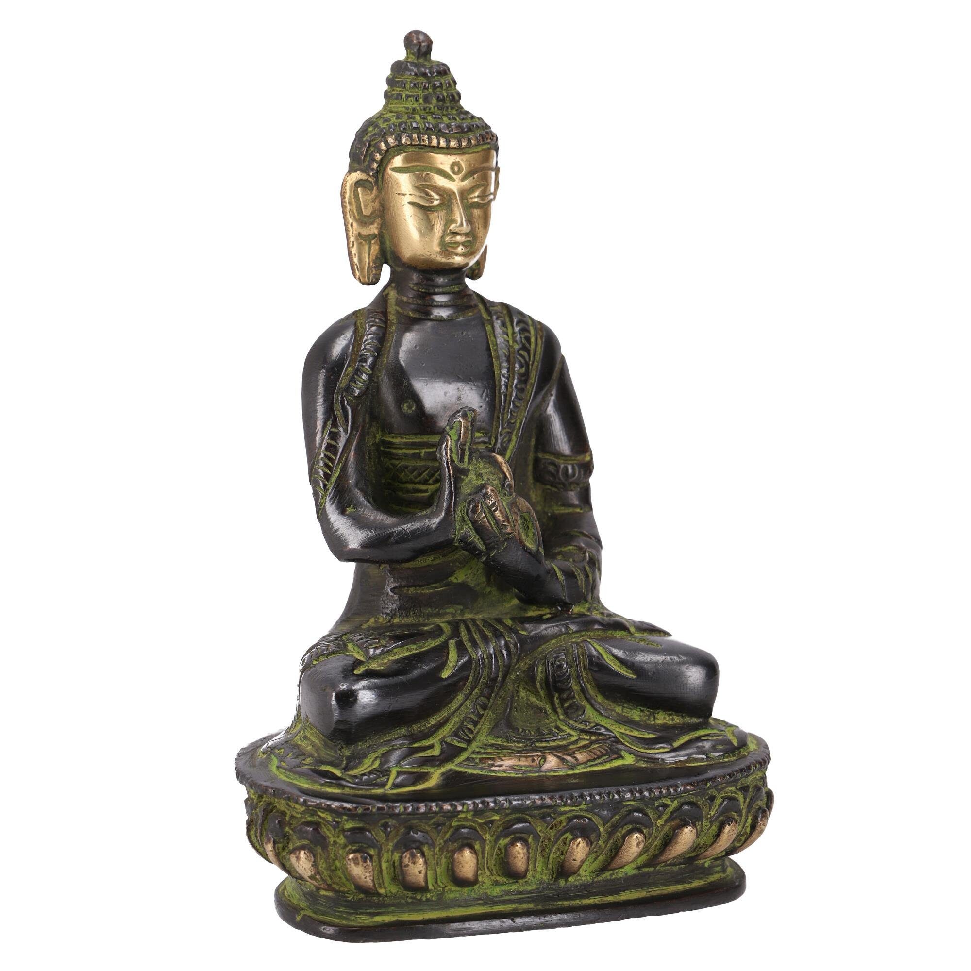 Guru-Shop Buddhafigur Dharmachakra Mudra Statue aus 14.. Buddha Messing