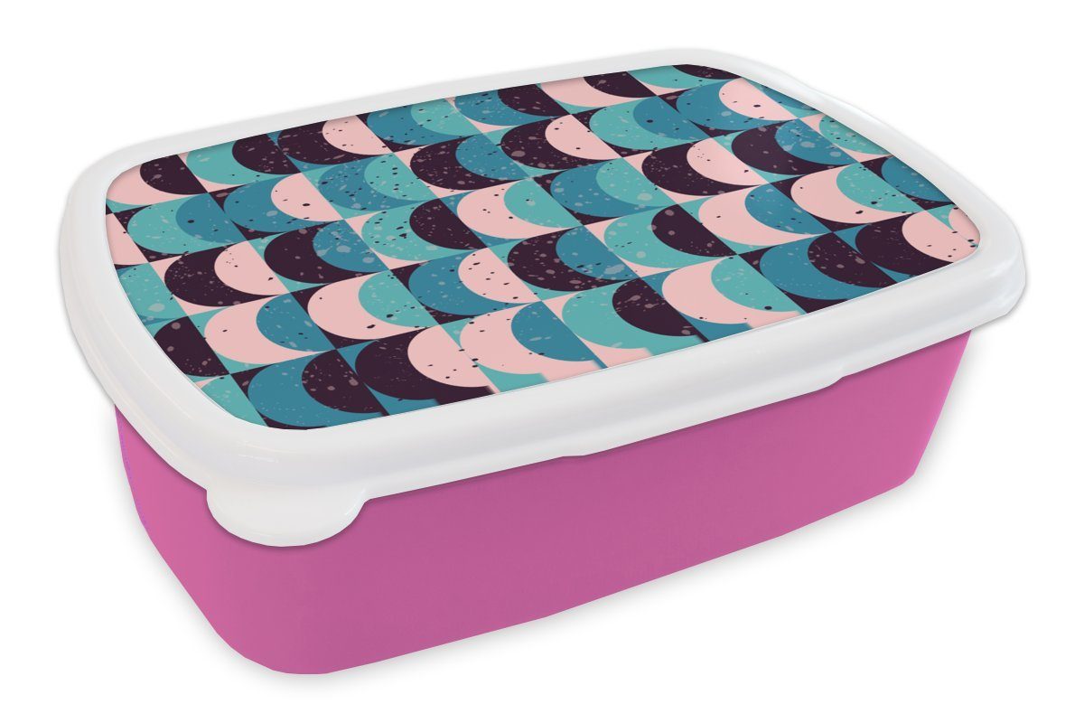 MuchoWow Lunchbox Mädchen - Farbe - Muster - Mädchen - Kinder - Kinder, Kunststoff, (2-tlg), Brotbox für Erwachsene, Brotdose Kinder, Snackbox, Mädchen, Kunststoff rosa
