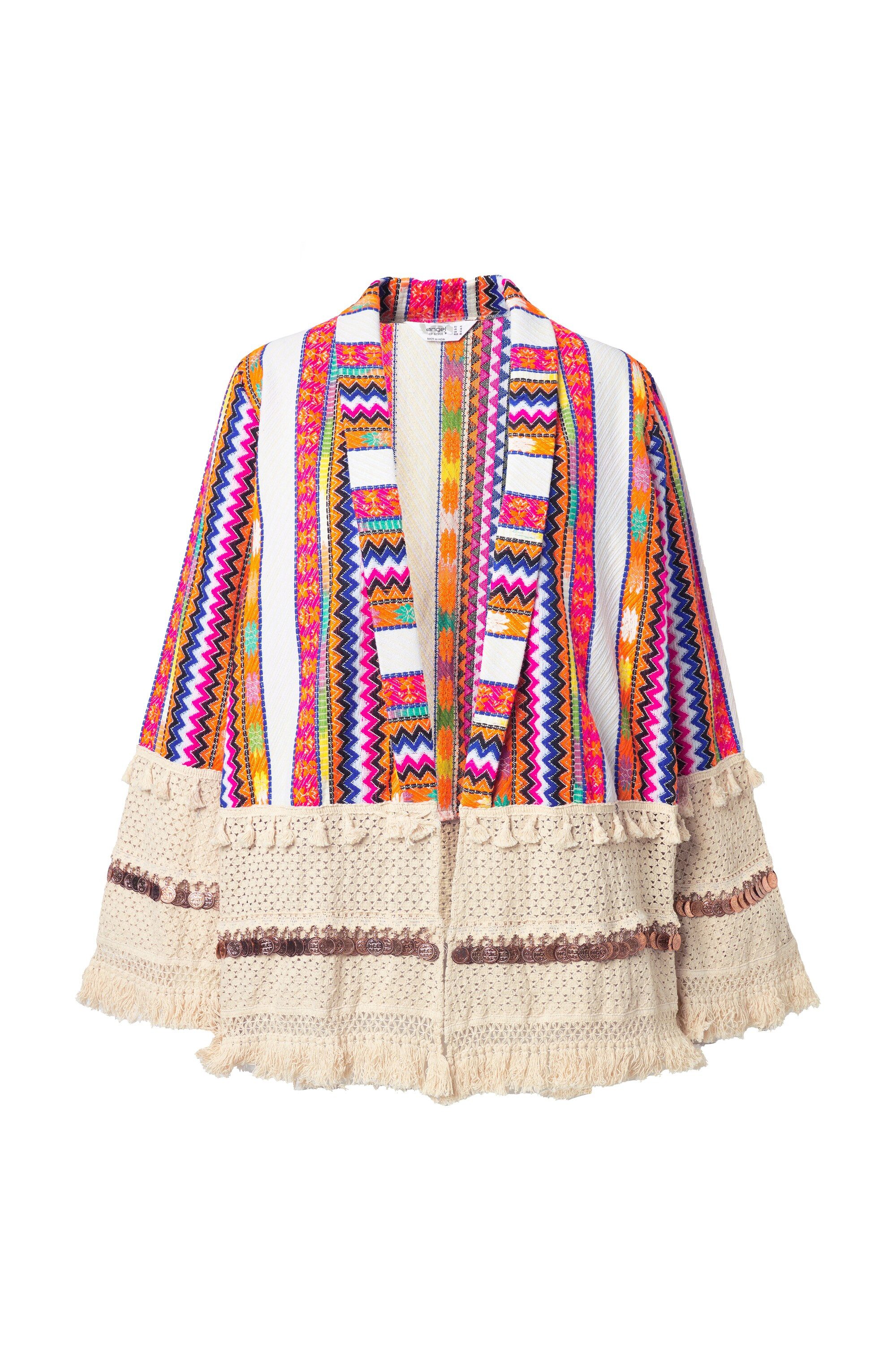 Angel of Style Sommerjacke Kimono-Jacke offene Form Streifen Ziermünzen günstig online kaufen