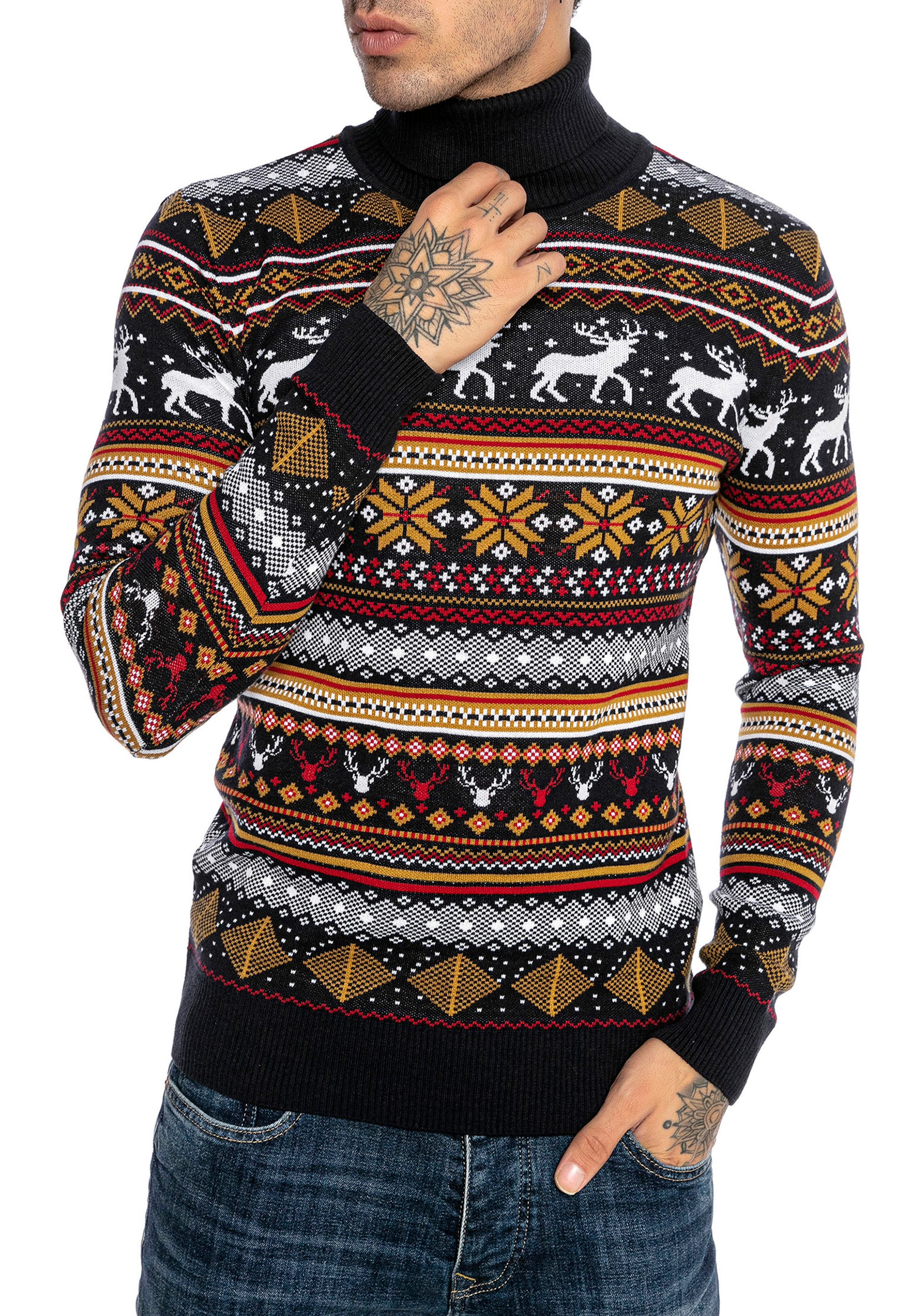 RedBridge Strickpullover mit Rollkragen Festliches Norwegermuster günstig online kaufen