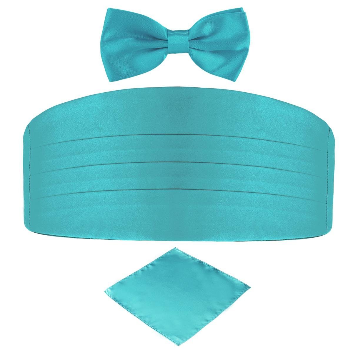 DonDon Kummerbund 3er Set Kummerbund Fliege Einstecktuch glänzend und gleichfarbig, (3er Set, 3-St), 3er Set, farblich abgestimmt, Seidenlook