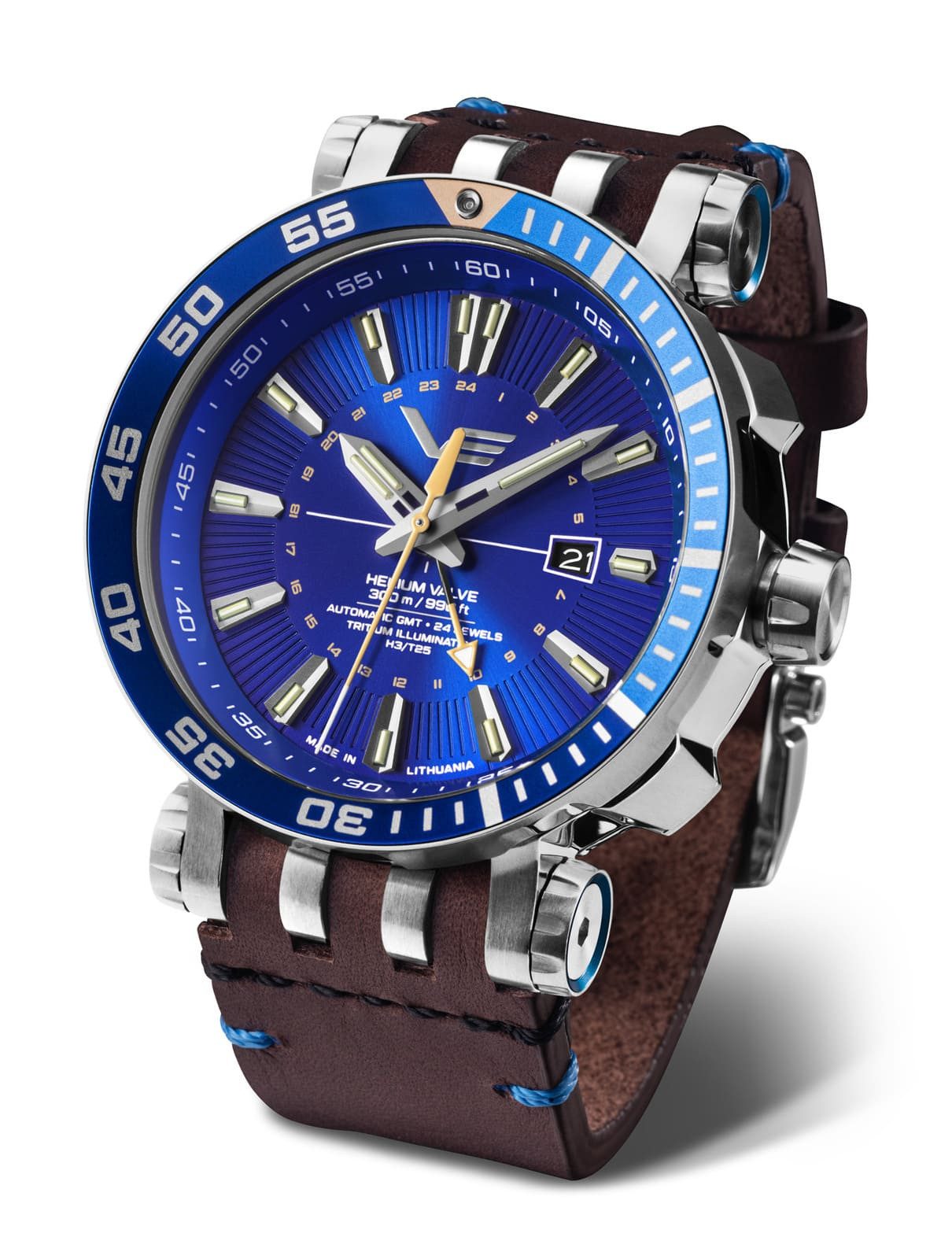 Automatikuhr Energia Rocket 575A716-LSB Blau 48 mm GMT 30 ATM Herrenuhr