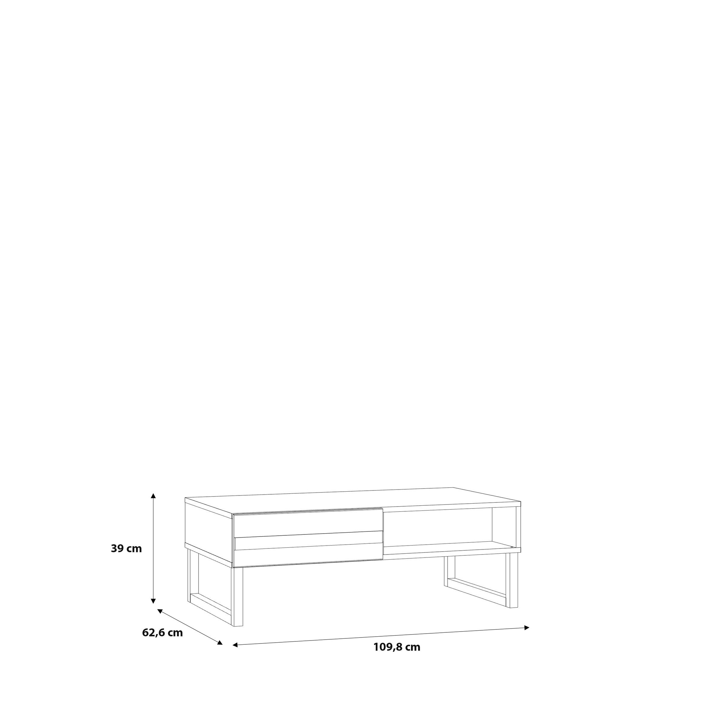 freiraum Couchtisch BRETANIA, 2 Faächer, 2 Schubladen, in Salbei - 109,8x39x62,6cm (BxHxT)