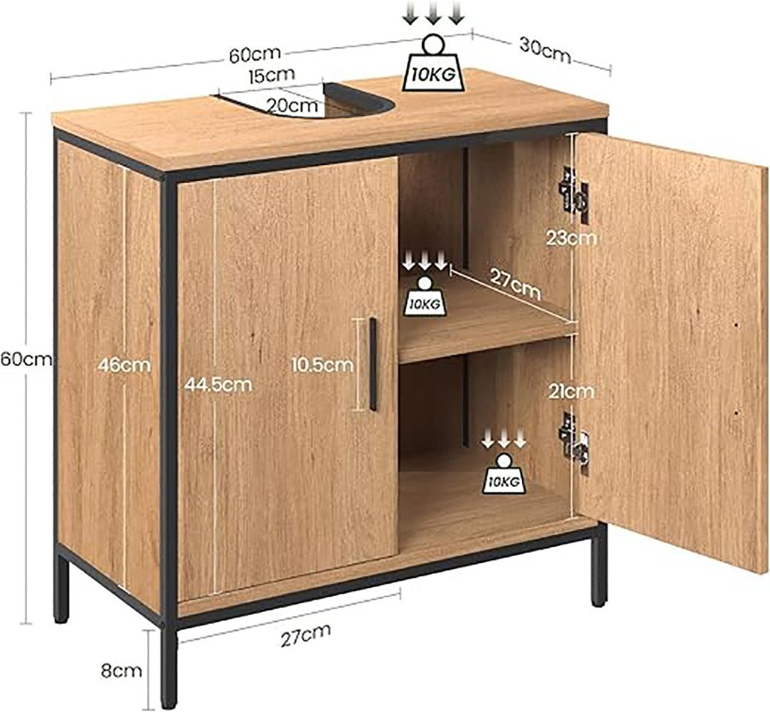 EUGAD Badmöbel-Set, (2-St), mit 2 Spiegeln, höhenverstellbarer Trennwand, aus Holzwerkstoff