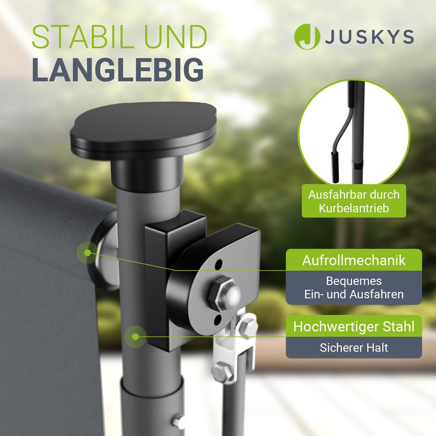 Juskys Senkrechtmarkise Barbados Klemmmontage ohne Bohren, höhenverstellbar, wasserabweisend