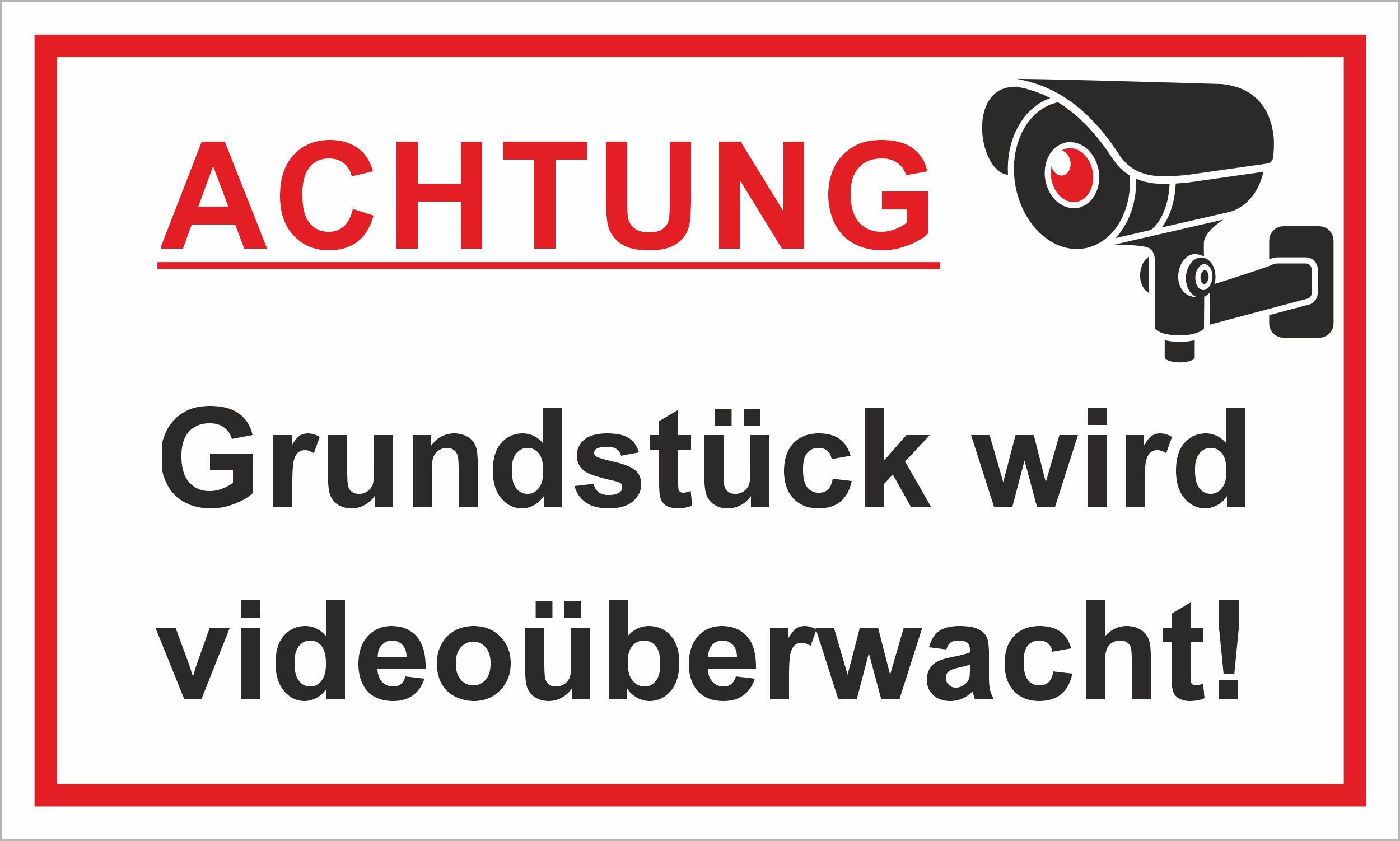 Hermann Schütz Hinweisschild Achtung videoüberwacht! 150x250 mm Kunststoff, (1 St)