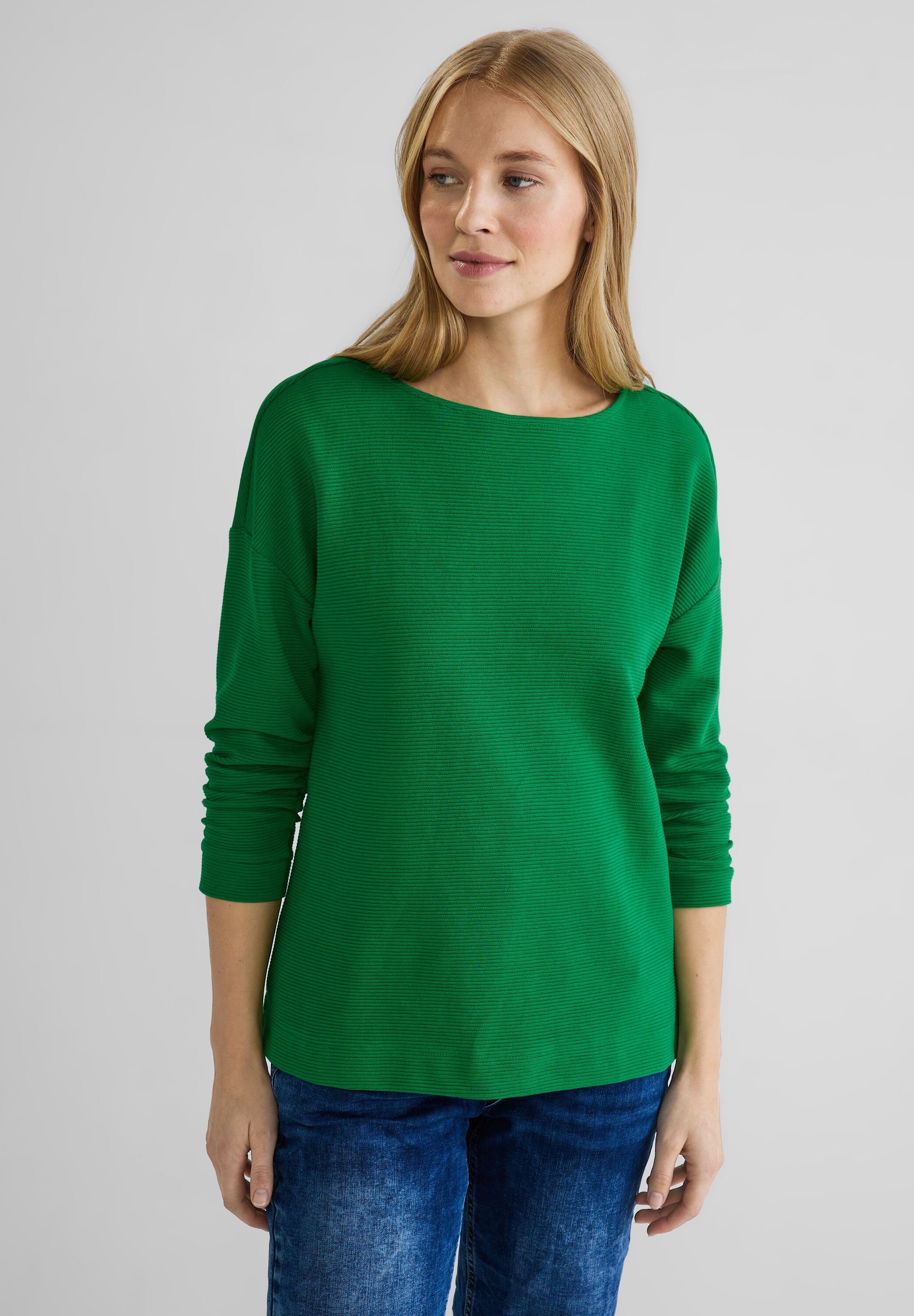 STREET ONE Damen T-Shirt 3/4 Arm - Basic Top Mit U-Boot Ausschnitt Aus Jersey-Baumwolle