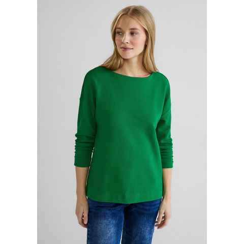 STREET ONE 3/4-Arm-Shirt Street One Struktur Shirt in Brisk Green (1-tlg) Raffung