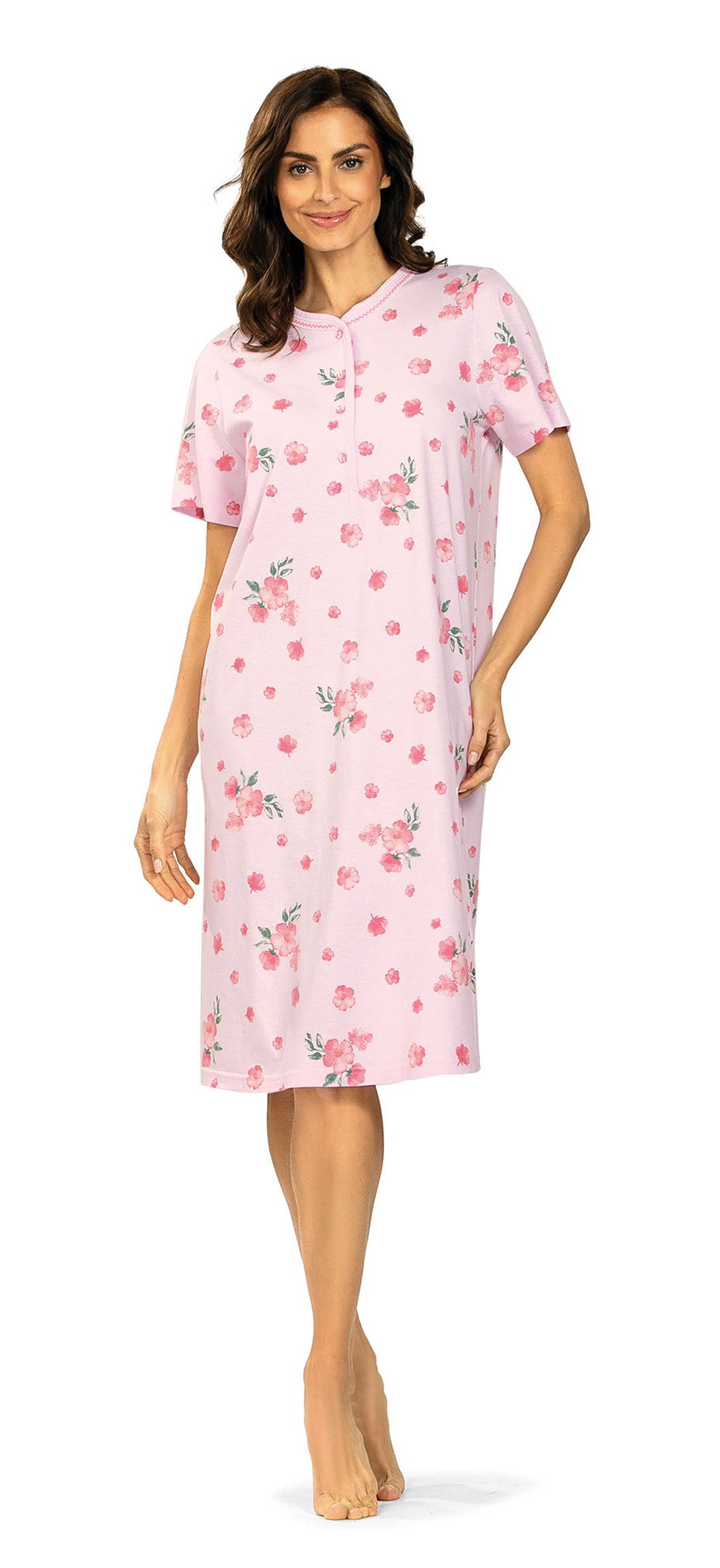 comtessa Nachthemd Comtessa Damen Nachtemd 251229 Kurzarm Knopfleiste Rosa – Bild 2 von 2