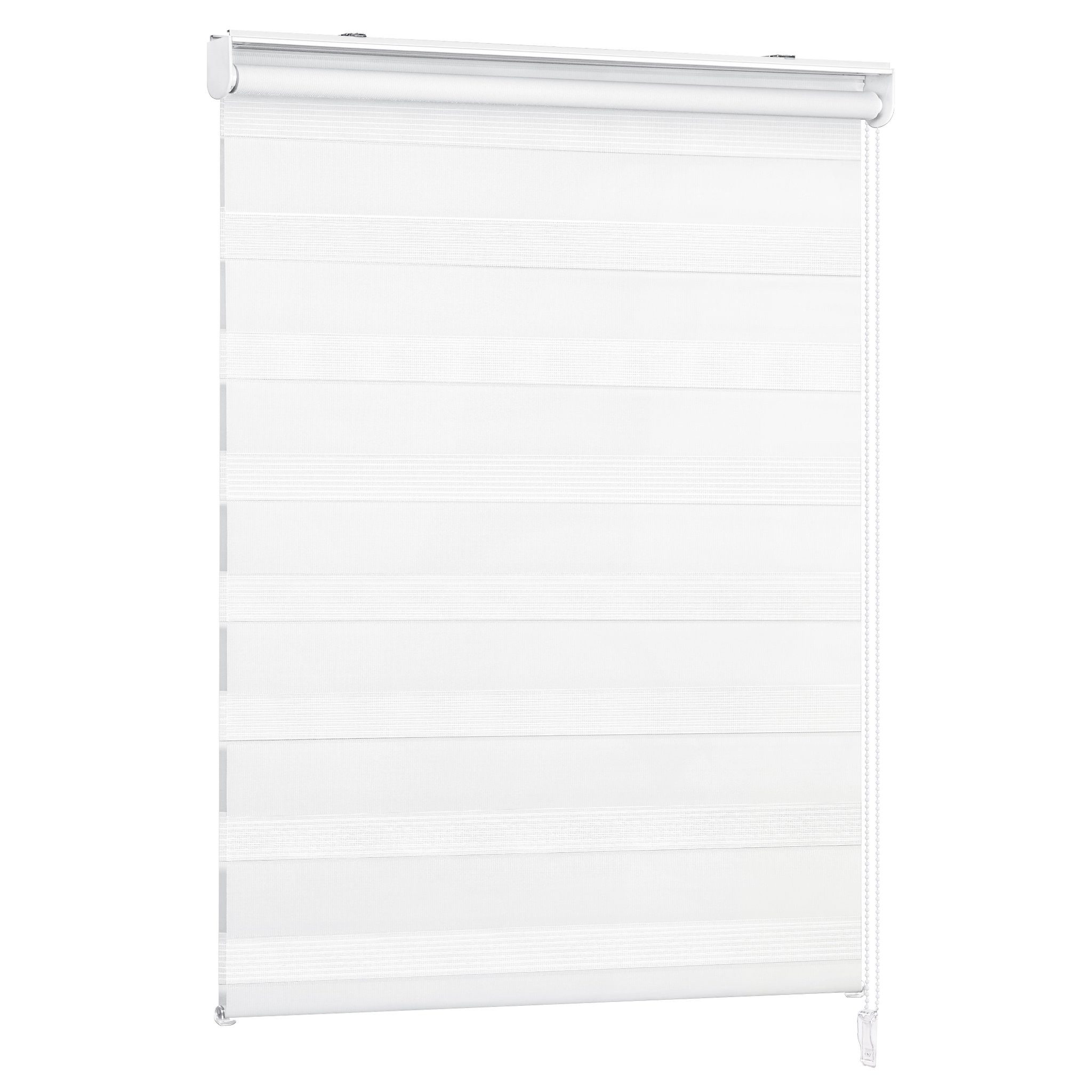 Doppelrollo Premium Doppelrollo / Duo Rollo, 80 x 175 cm, weiß, Victoria M., blickdicht, ohne Bohren, freihängend, verschraubt, Lichtdurchlässig und verdunkelnd mit Kettenzug Wand- o. Deckenmontage