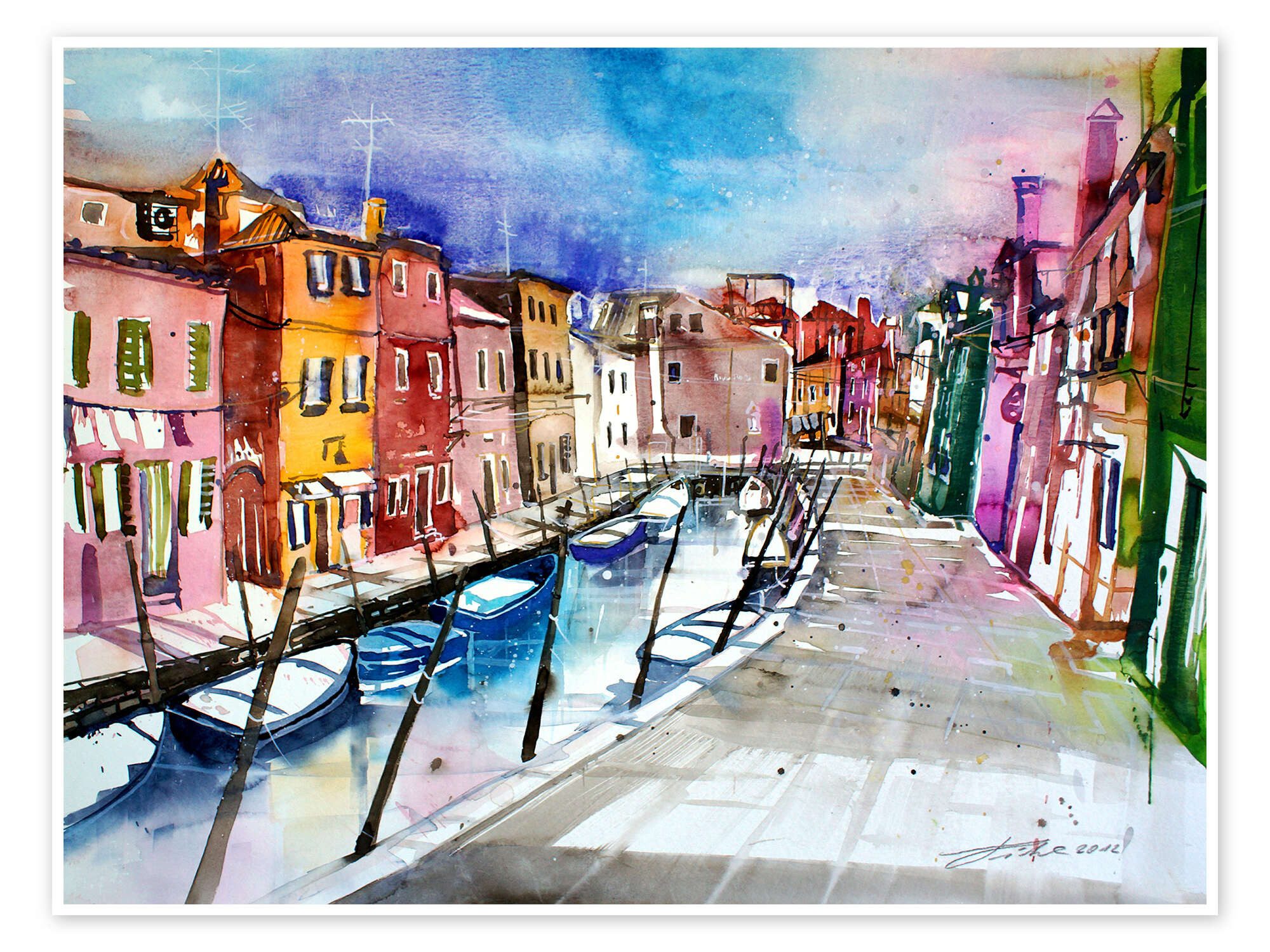 Posterlounge Wandbild Burano, bunte Insel in Venedig, Johann Pickl, erhältlich als Poster, Leinwandbild, Wandsticker oder Acrylglasbild