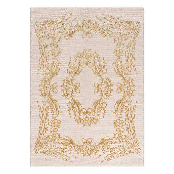 Teppich Teppich classic Design beige-goldfarbig Sehrazat Rechteckig Höhe: 12 mm 3D Effekt mit Glanz mit Medaillon mit Bordüre