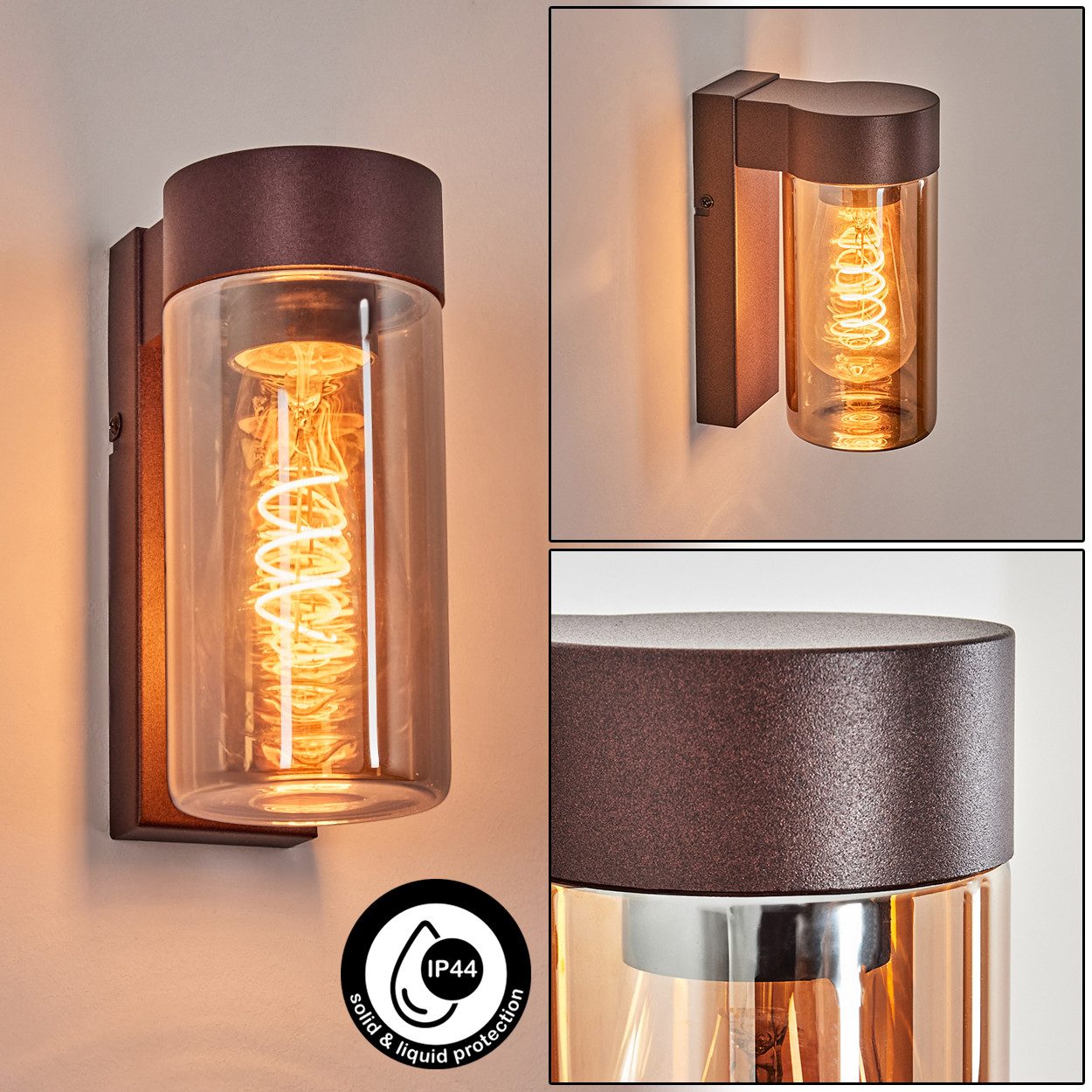 hofstein Außen-Wandleuchte Außenwandlampe aus Metall/Glas in günstig online kaufen