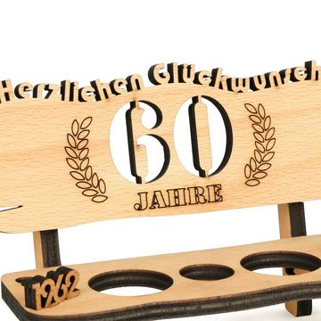 Brynnberg Schnapsglas 60. Hochzeitstag: Schnapsbank mit Jahreszahl Gravur, Deutsch 60 Holz