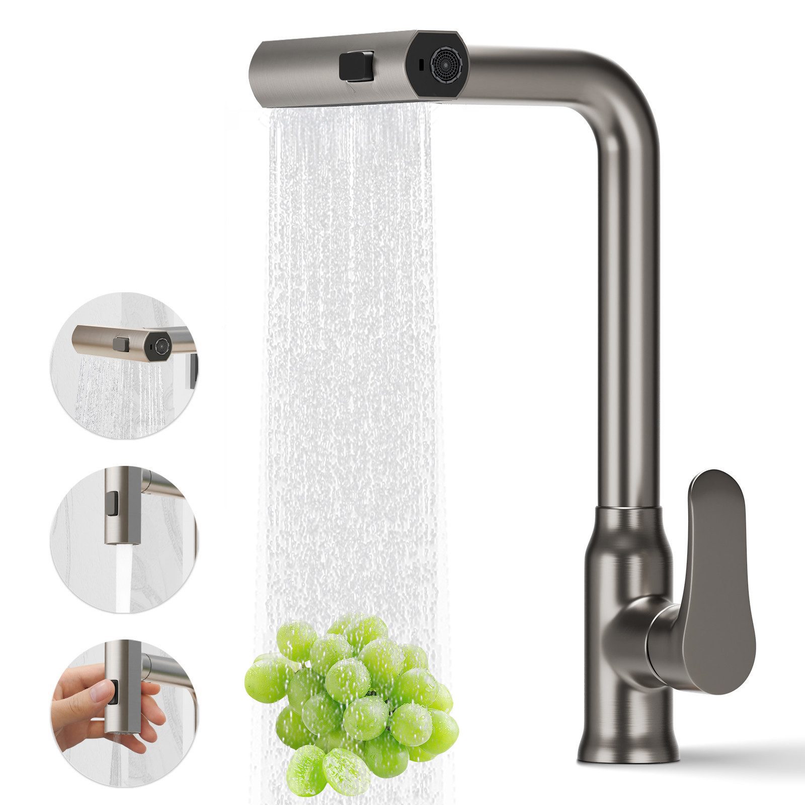 OKWISH Küchenarmatur Wasserhahn Spültischarmatur Küche Ausziehbar Hochdruck günstig online kaufen