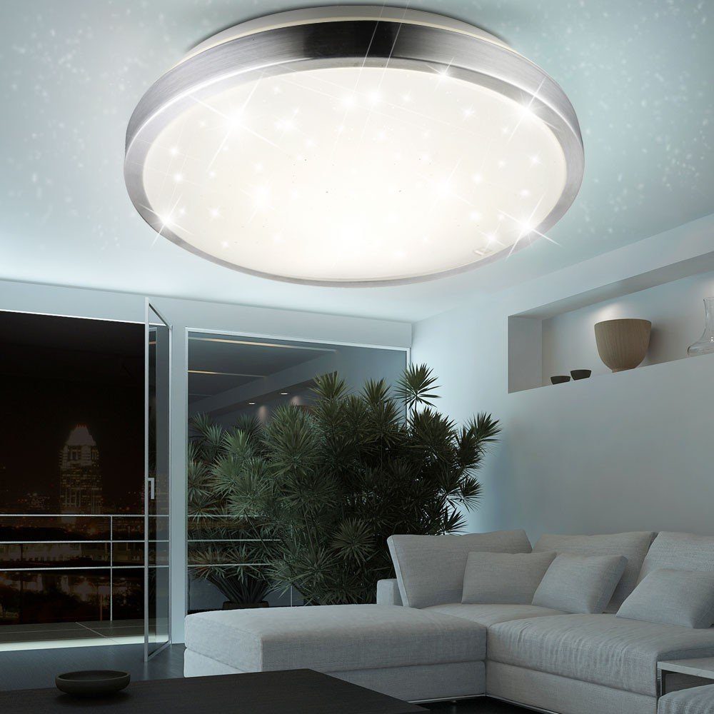 Globo LED Deckenleuchte, Leuchtmittel inklusive, Neutralweiß, LED 12 Watt Decken Strahler Wohnzimmer Flur Lampe Sternen Himmel