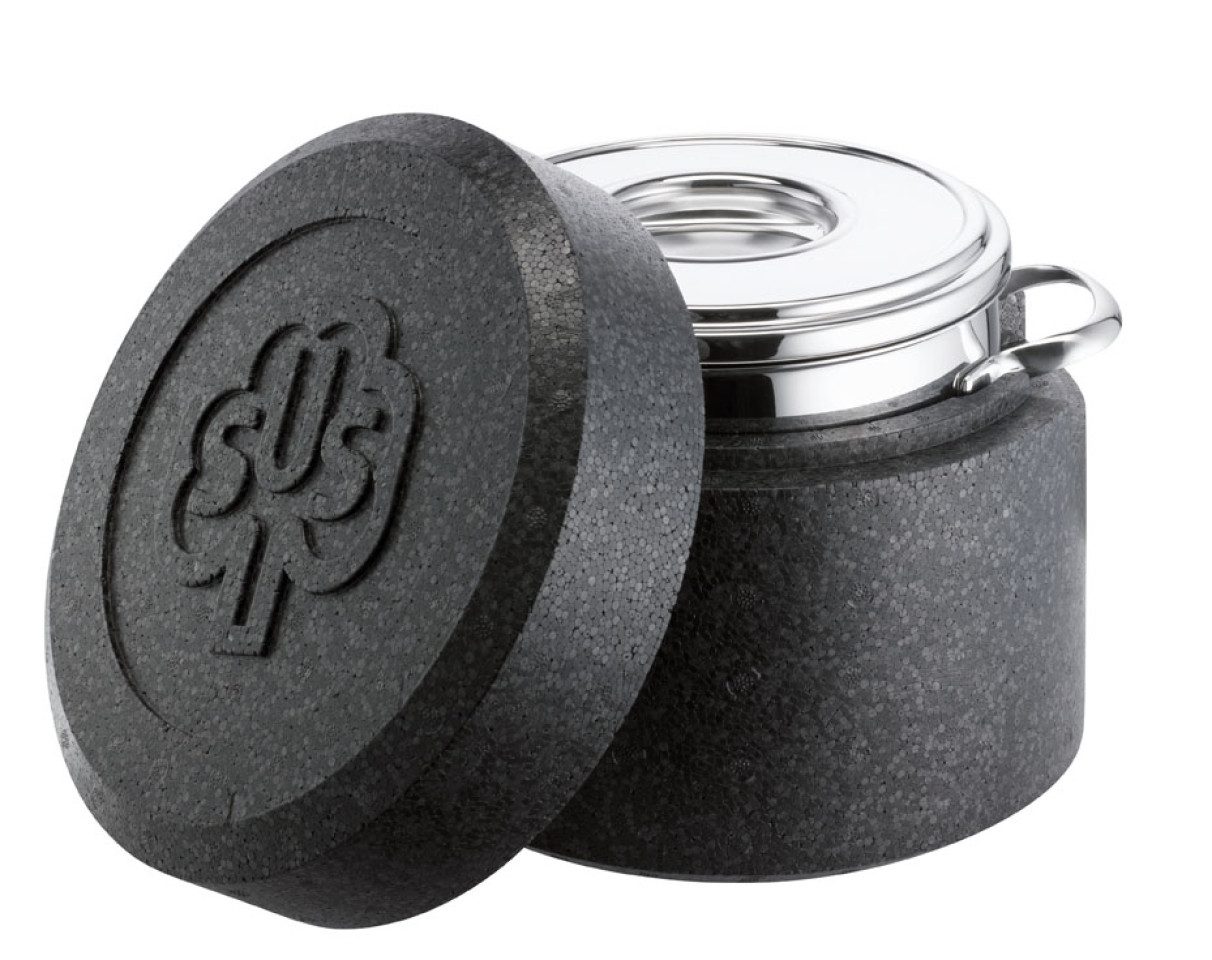 SCHULTE-UFER Kochtopf Romana i, (Set, 3-tlg., 1 x Topf, 1 x Deckel, 1 x Thermobox), Spülmaschinengeeignet, Ofenfest, Edelstahl, 16 cm Durchmesser