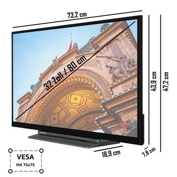 Toshiba 32WD3C63DAW LCD-LED Fernseher (80 cm/32 Zoll, HD-ready, Smart TV, HDR, Triple-Tuner, DVD-Player, 6 Monate HD+ inklusive)