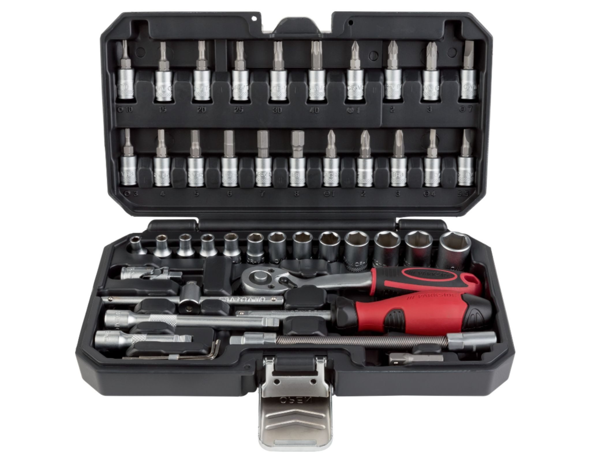 Parkside Werkzeugkoffer PARKSIDE® Ratschen-/Steckschlüsselsatz 46tlg. Ratschen Bitsatz Werkzeu