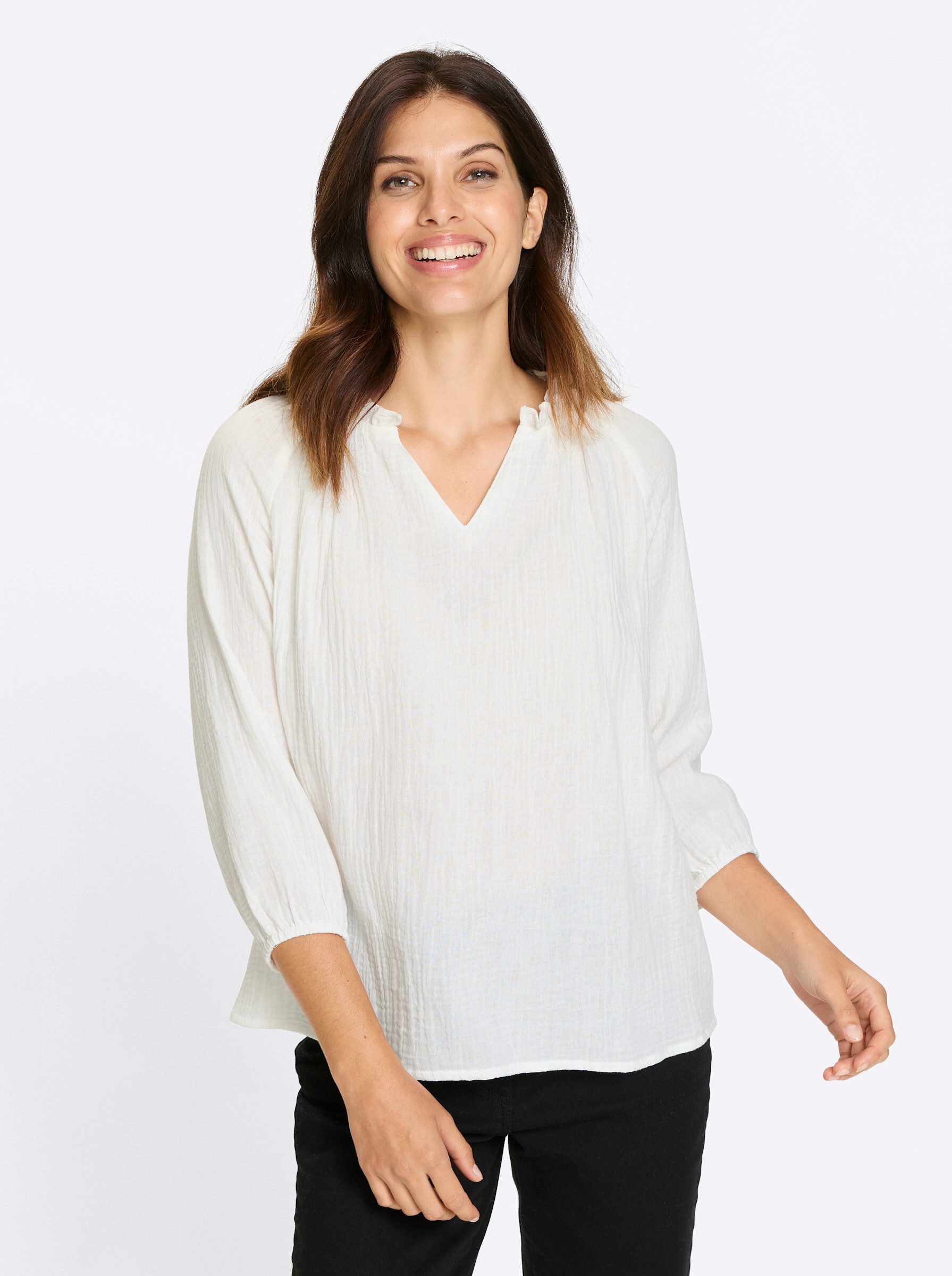 Sieh an! Klassische Bluse Schlupf-Bluse . günstig online kaufen