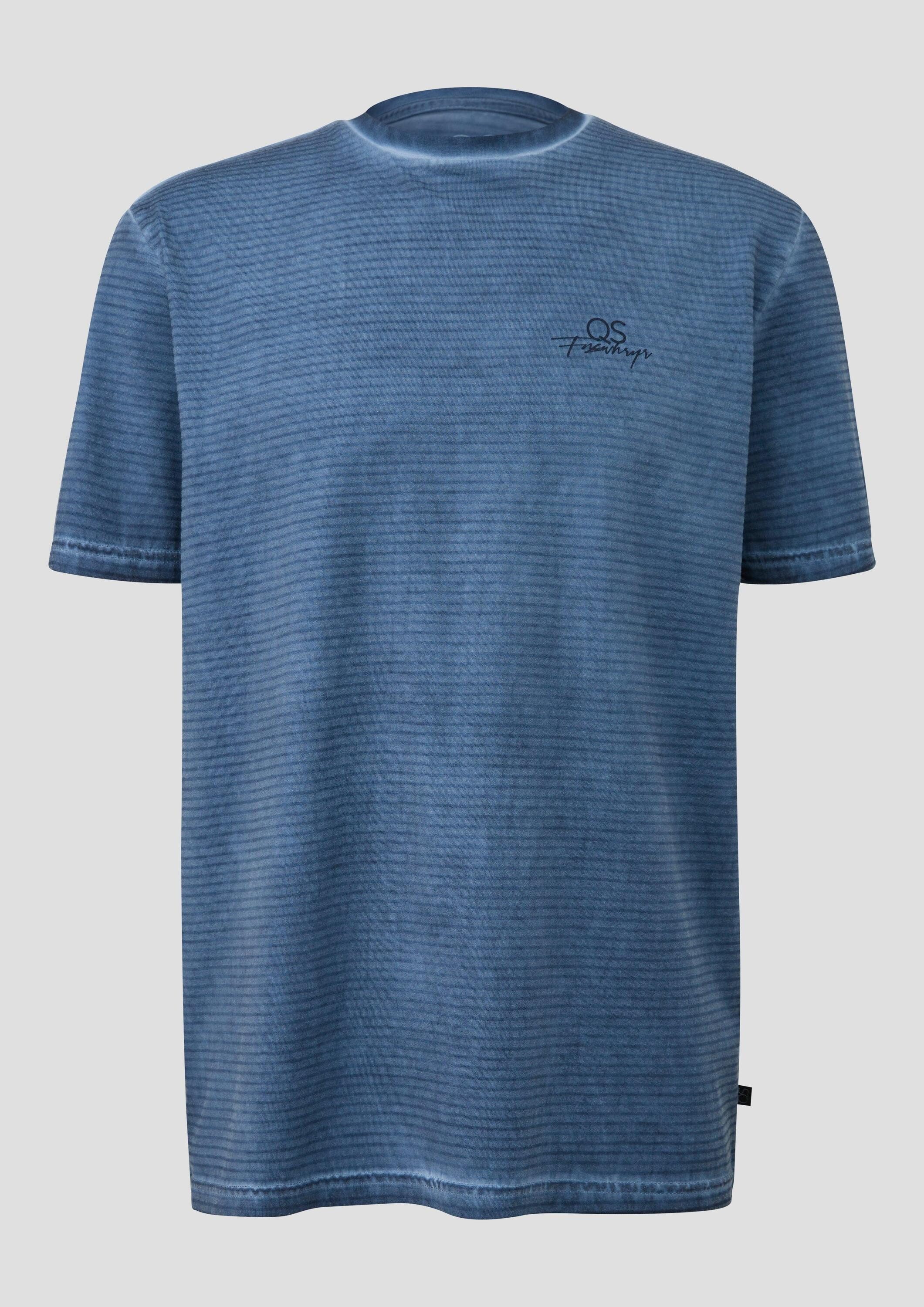QS Kurzarmshirt T-Shirt Gewaschenes Ringelshirt mit Rundhalsausschnitt