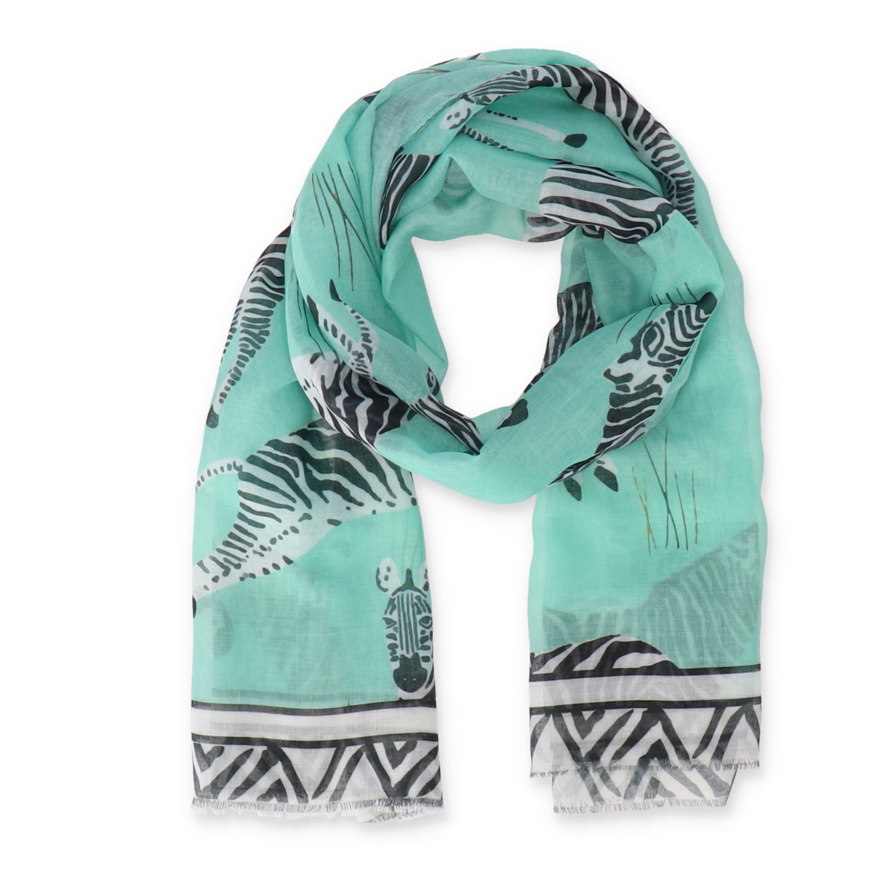 luftiger Schal Accessoires mint mit Schal, Modeschal Zebra-Motiven halsüberkopf
