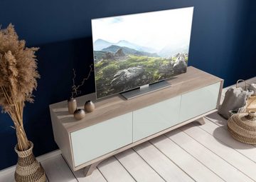 Massivmoebel24 TV-Board TV-Board Akazie 160x45x50 braun-weiß lackiert TROMSO #104