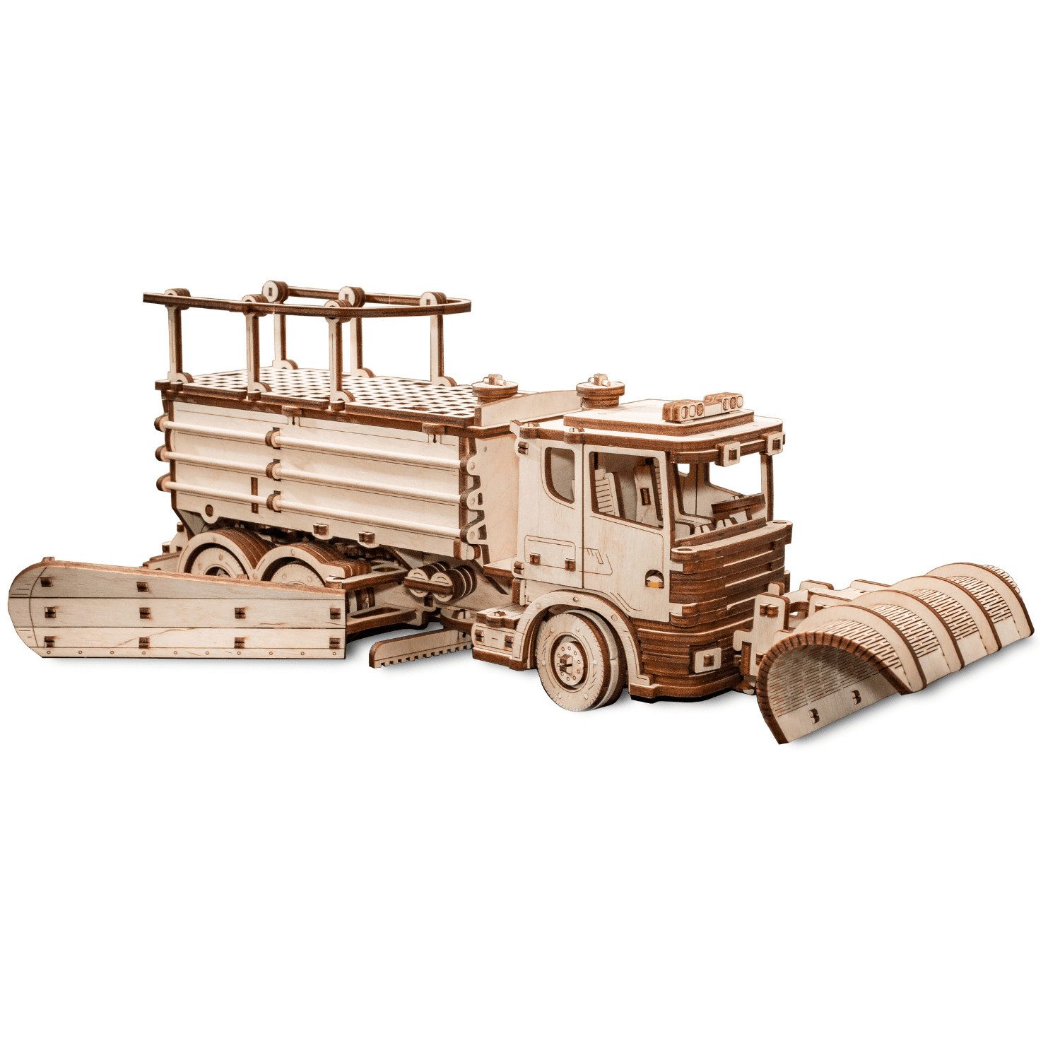 Eco Wood Art Modellbausatz Mechanischer LKW Schneeräumer aus Holz, (417-tlg)
