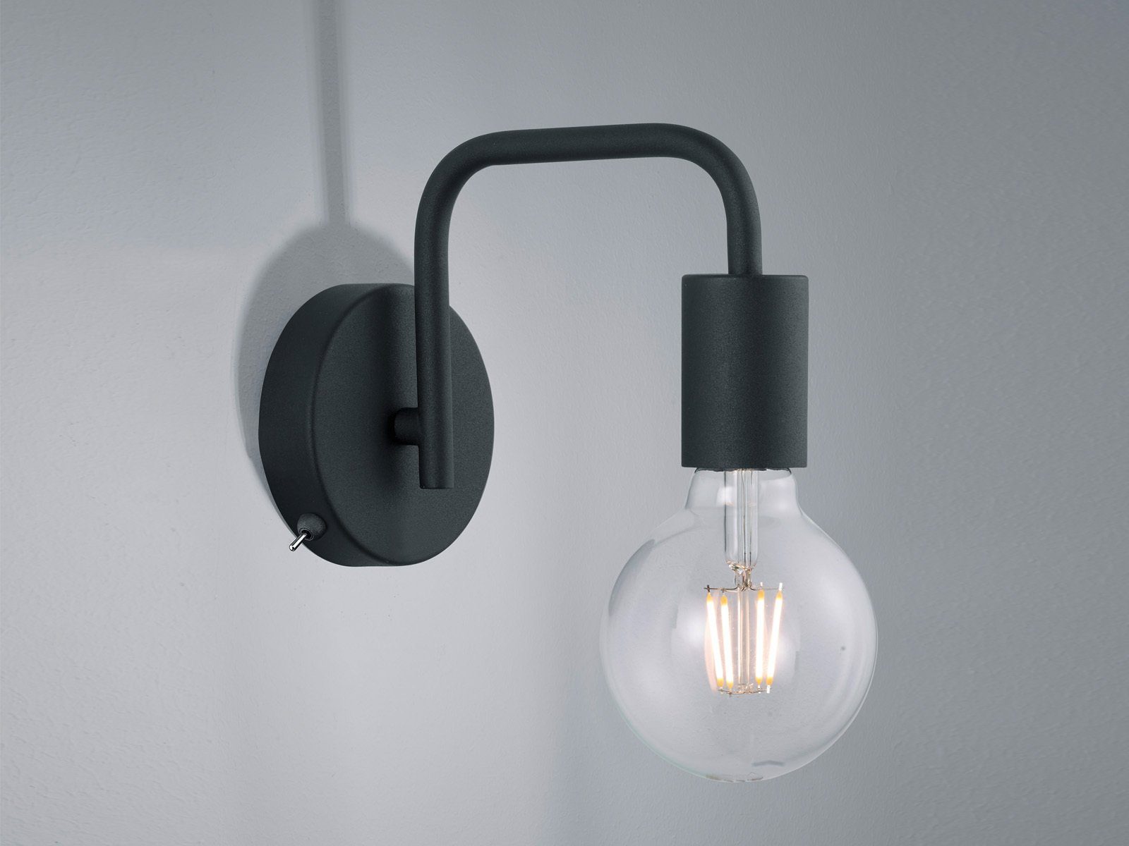 TRIO Leuchten LED Wandleuchte, LED wechselbar, innen klein-e mit Schalter Industrial minimalistisch Schwarz Höhe 15cm