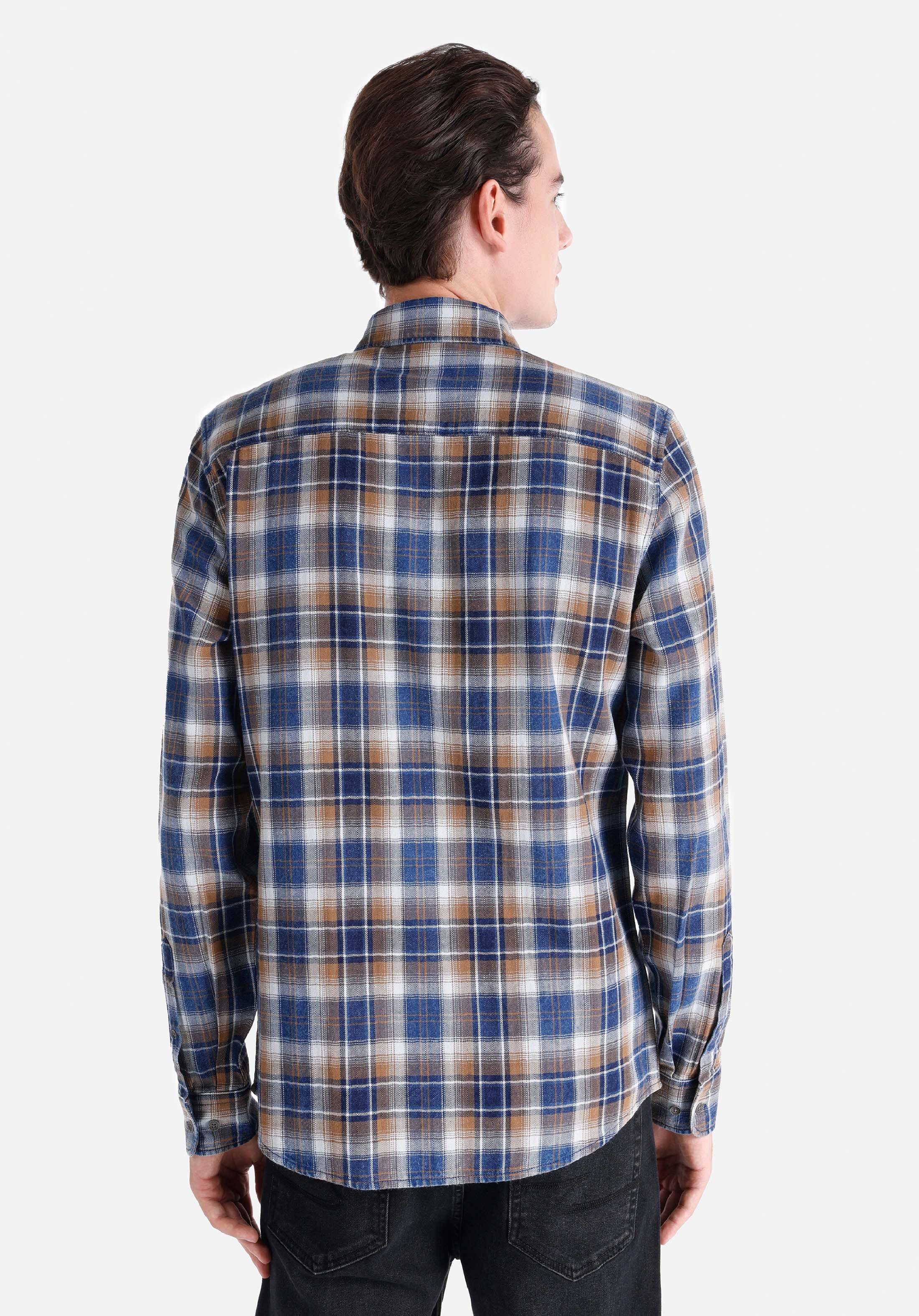 Colins Seamless Shirt Colins Slim Fit Hemdkragen Karo Herren Blau Langarmhemd