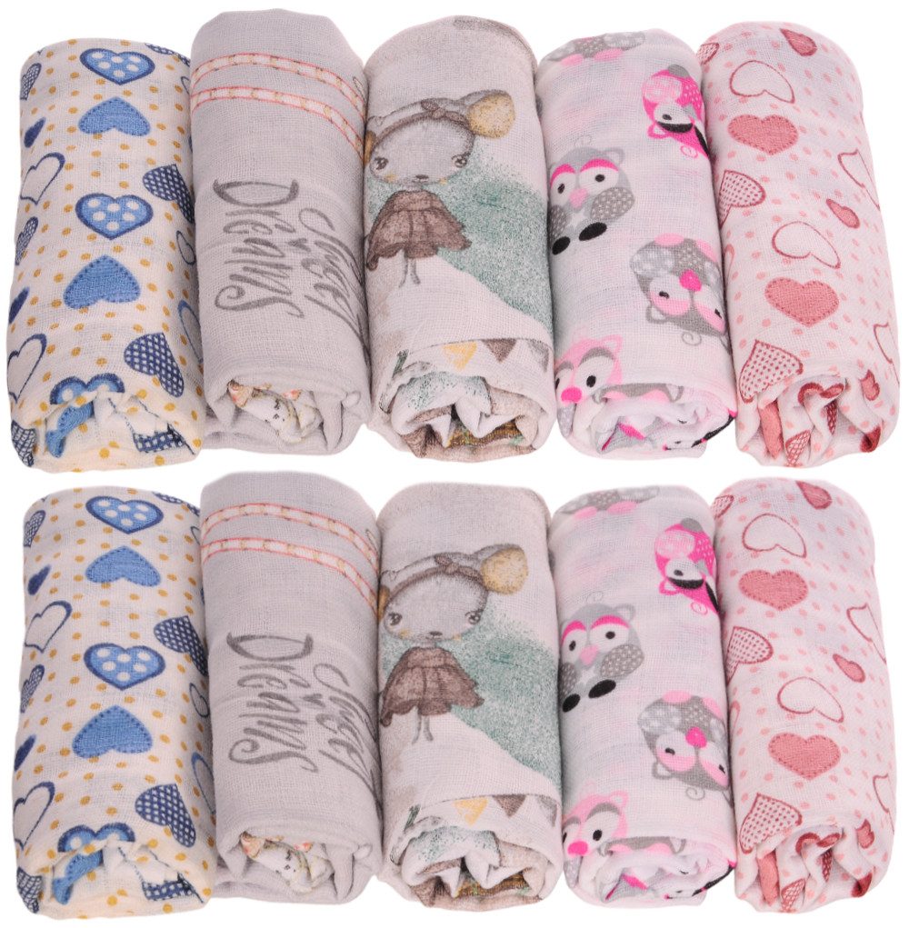 Spucktuch Baby Mullwindeln Spucktücher 10er Pack Schnuffeltücher Schmusetücher