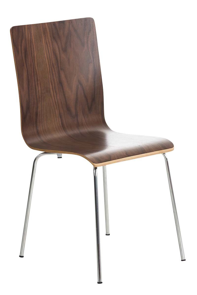 TPFLiving Besucherstuhl Peppo mit ergonomisch geformter Sitzfläche - Konferenzstuhl (Besprechungsstuhl - Warteraumstuhl - Messestuhl), Gestell: Metall chrom - Sitzfläche: Holz Walnuss