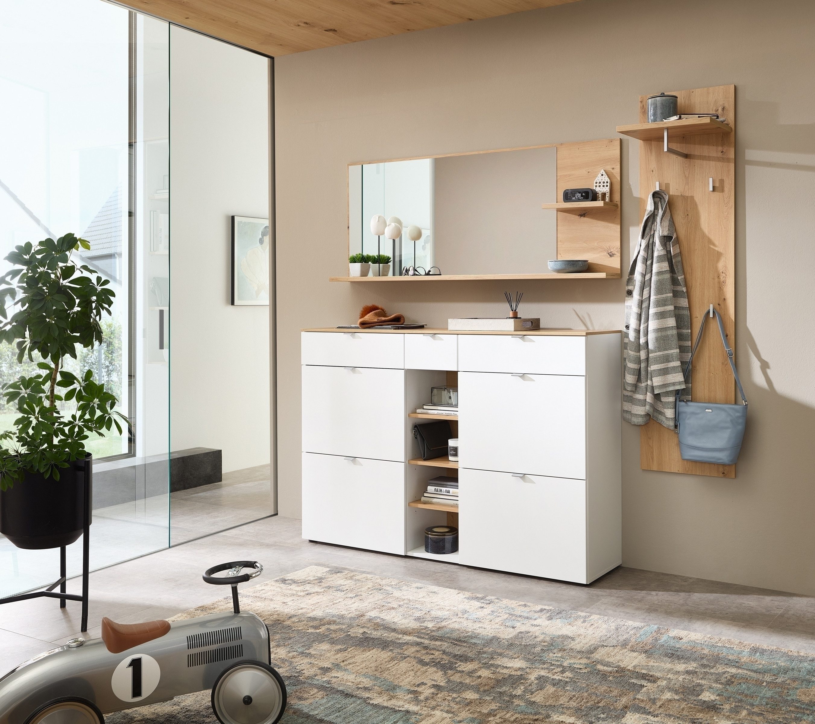 freiraum Garderoben-Set Bari, in Weiß matt, MDF, Spannplatte - 208x202x38cm (BxHxT)