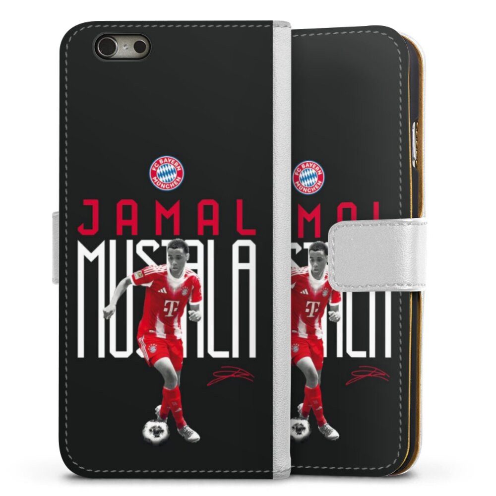 DeinDesign Handyhülle FC Bayern München Jamal Musiala Offizielles Lizenzprodukt, Apple iPhone 6s Hülle Handy Flip Case Wallet Cover Handytasche Leder